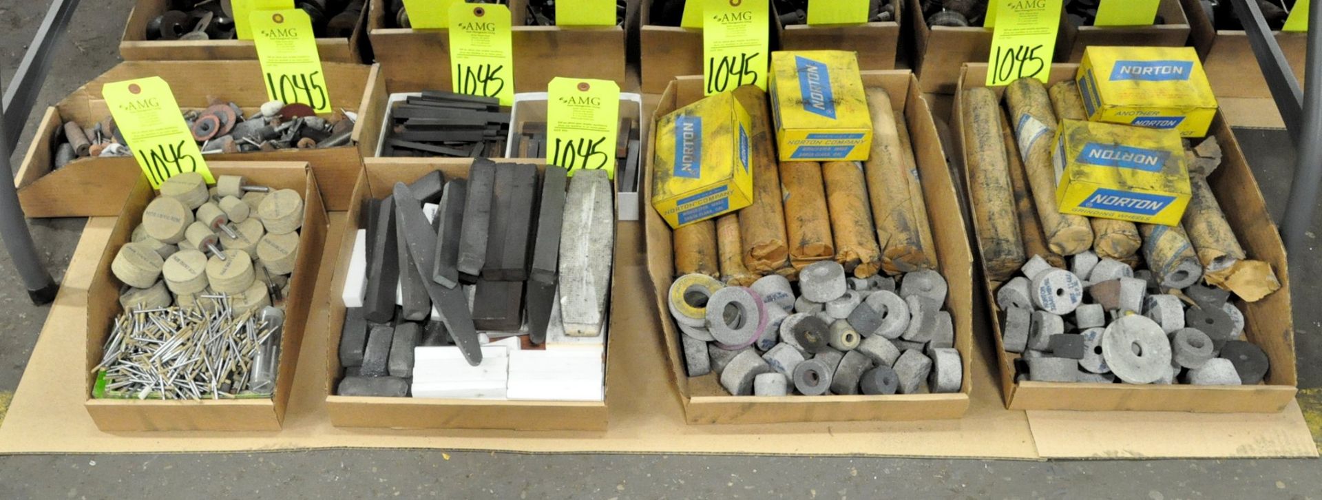 Lot-Die Grinding Stones and Blocks in (6) Boxes on Floor Under (1) Table, (E-7), (Yellow Tag)