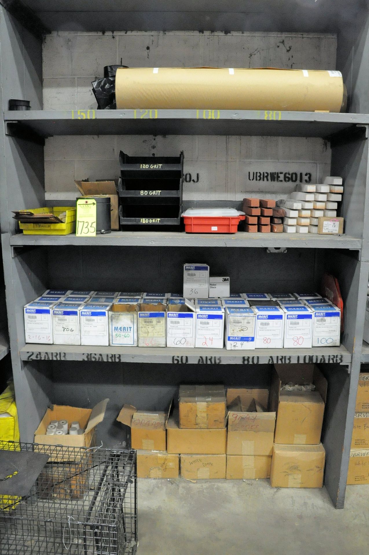 Lot-Grinding Stones, Sanding Supplies, etc. in (6) Sections and Top of Shelving Unit, (Shelving - Image 9 of 11