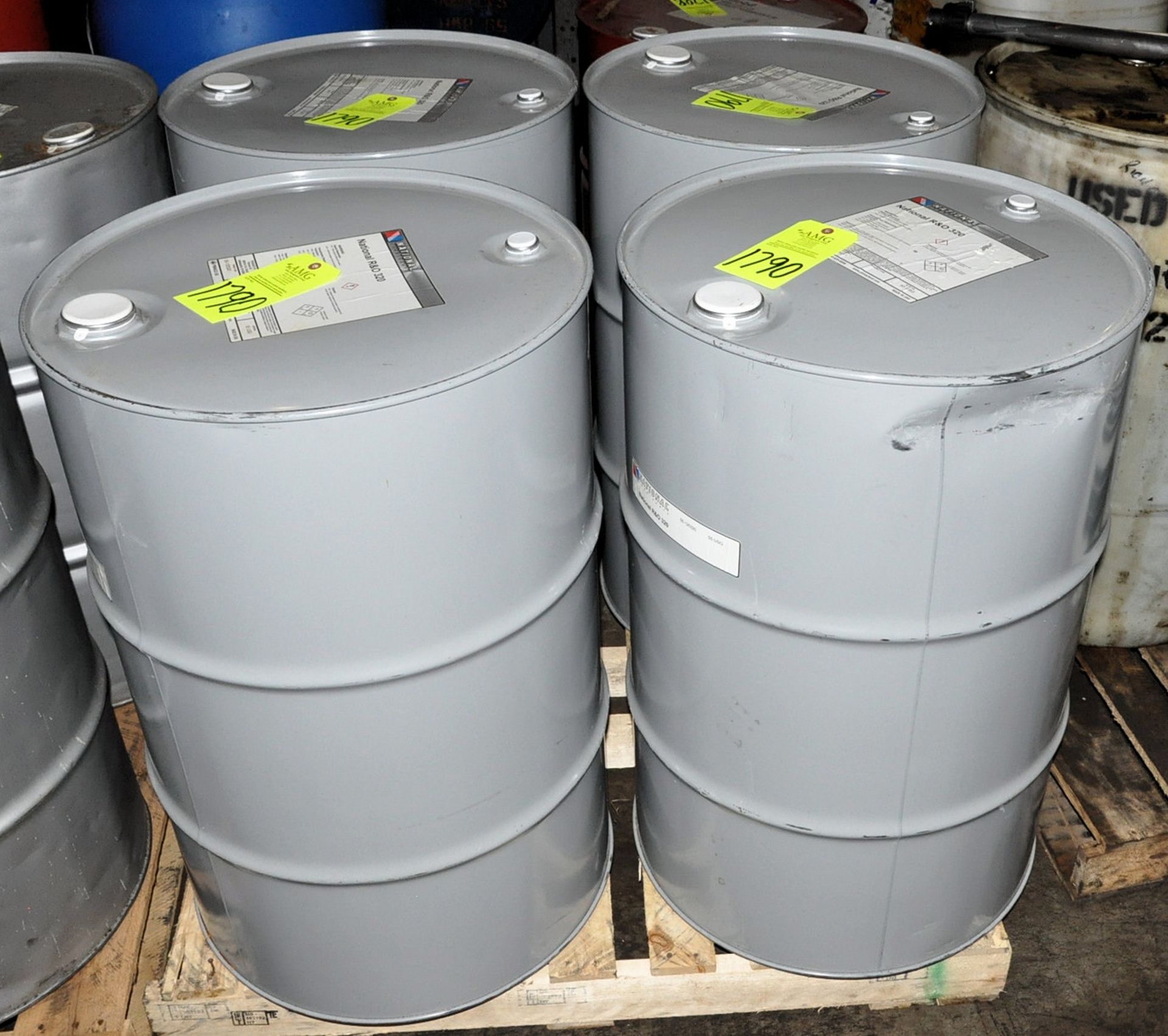 Lot-(2) 55-Gallon Drums of National R & O 320 Lubricating Oil on (1) Pallet, (Oils Storage