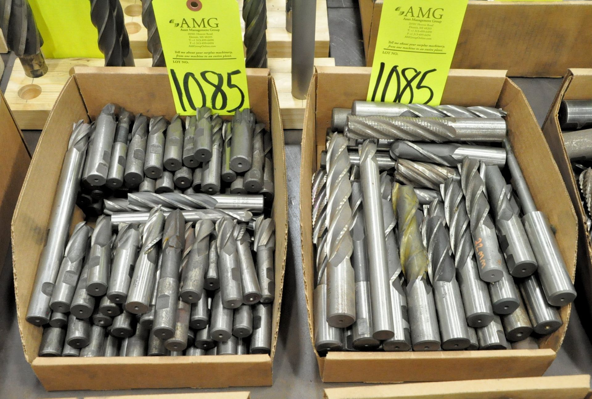 Lot-Single End Mills in (2) Boxes, (E-7), (Yellow Tag)