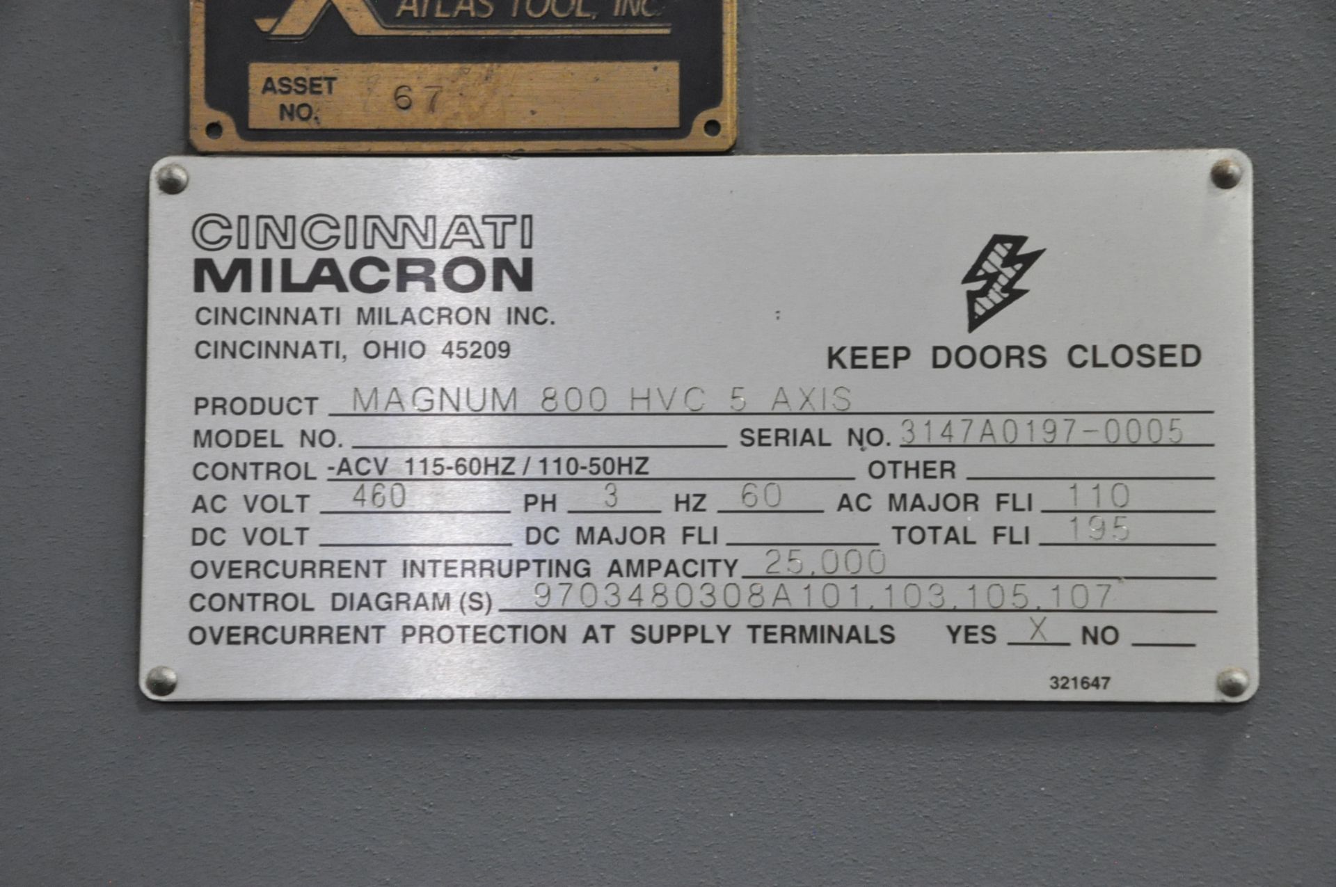 Cincinnati Milacron Magnum H5-800, 5-Axis CNC Horizontal Machining Center, S/n 3147A0197-0005, - Image 13 of 13