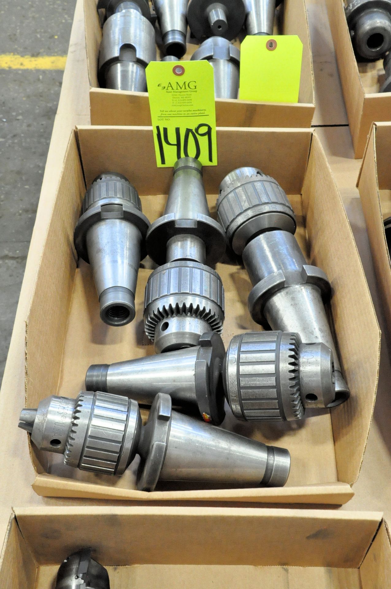 Lot-Lot-(5) 50-Taper Tool Holders with Drill Chucks, in (1) Box, (E-7), (Yellow Tag)