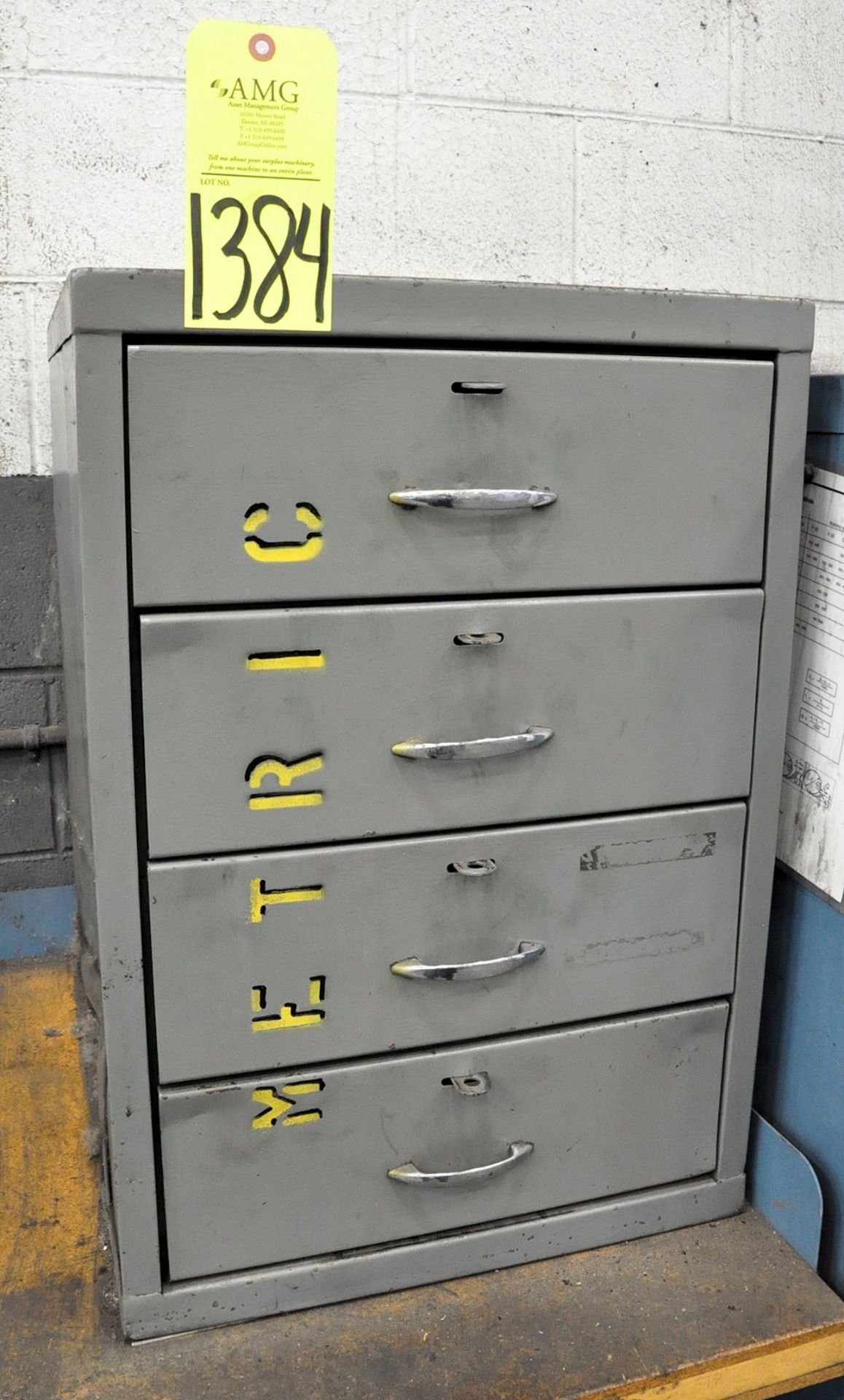 Lot-(1) 4-Drawer Cabinet with Various Metric Cutters and Inserts Contents, (A-24), (Yellow Tag)
