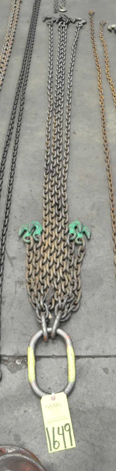 3/8" Link x 9' Long 4-Hook Chain Sling with (4) Chokers, Cert Tag, (G-24), (Yellow Tag)