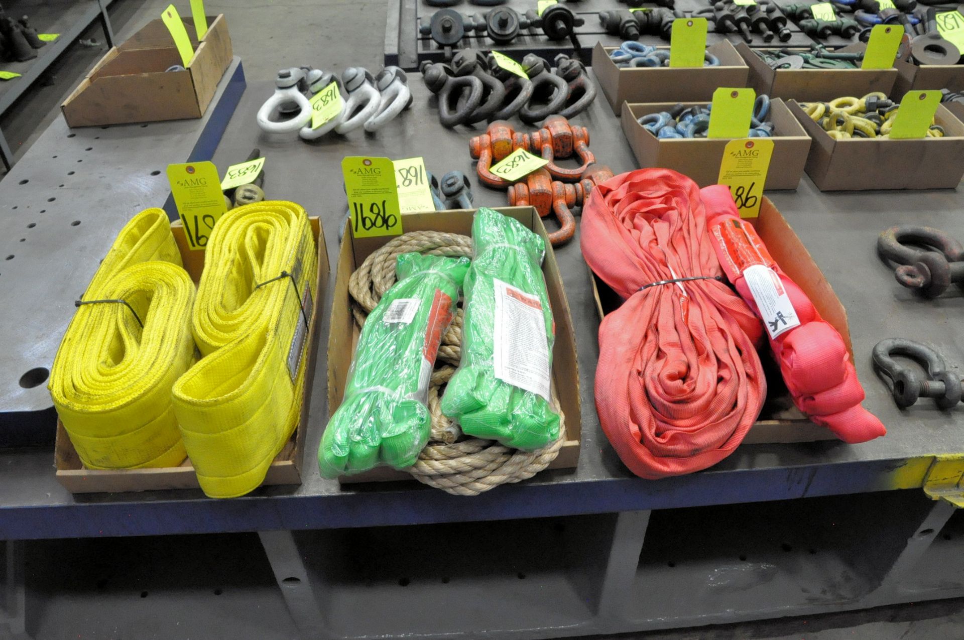 Lot-Cloth Lifting Slings and Ropes in (3) Boxes, (G-26), (Yellow Tag)