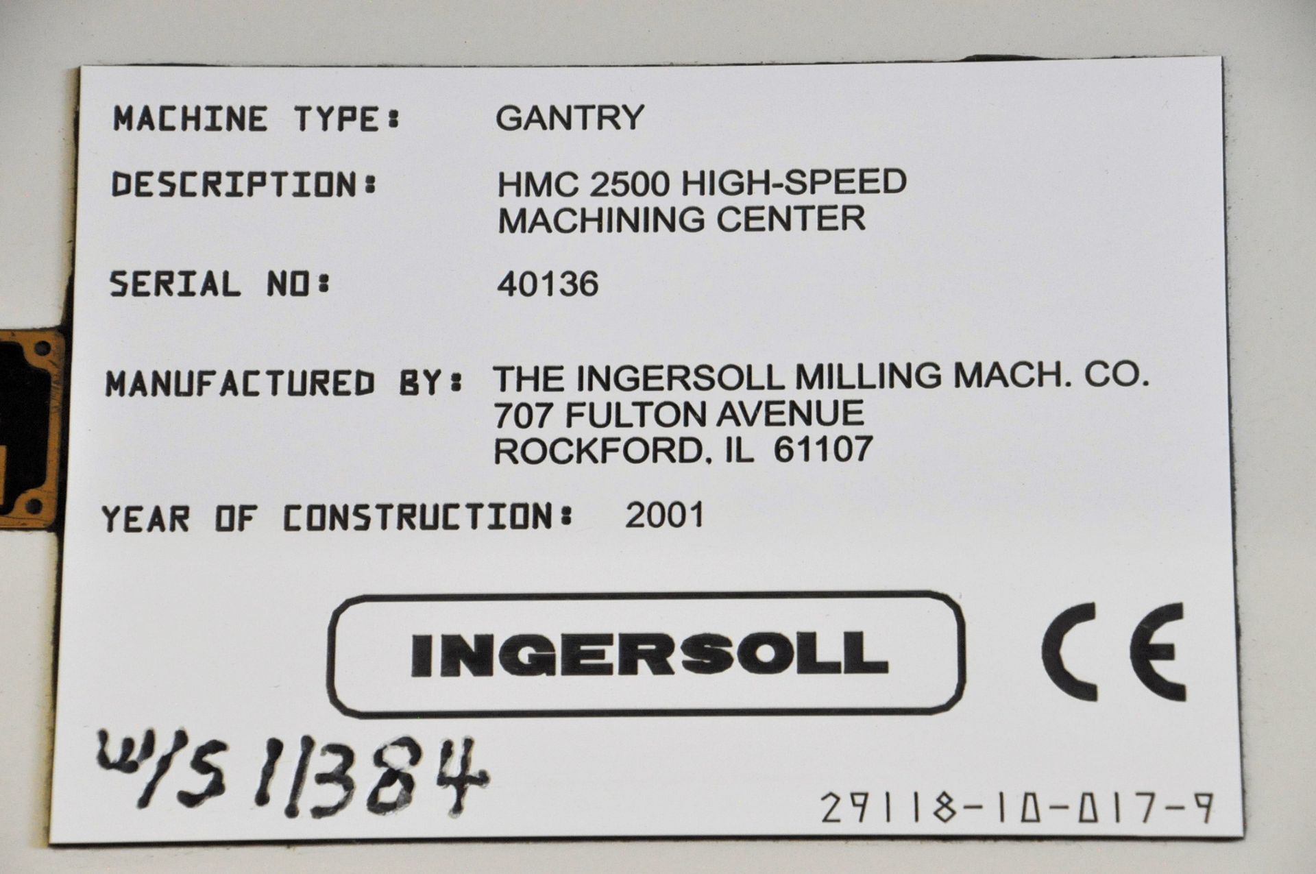 Ingersoll Model HMC-2500, 5-Axis Bridge Type High Speed CNC Vertical Machining Center, S/n 40136 ( - Image 12 of 12