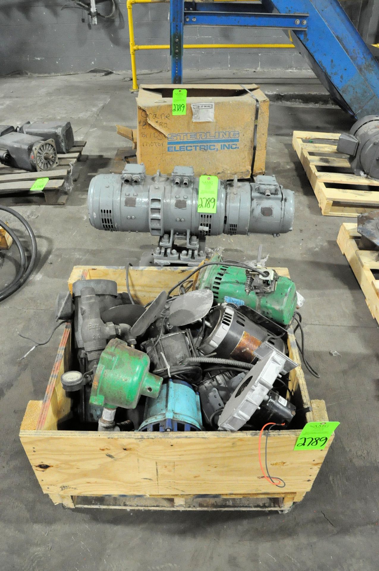 Lot-Various Motors in (1) Row, (Warehouse Room), (Green Tag)