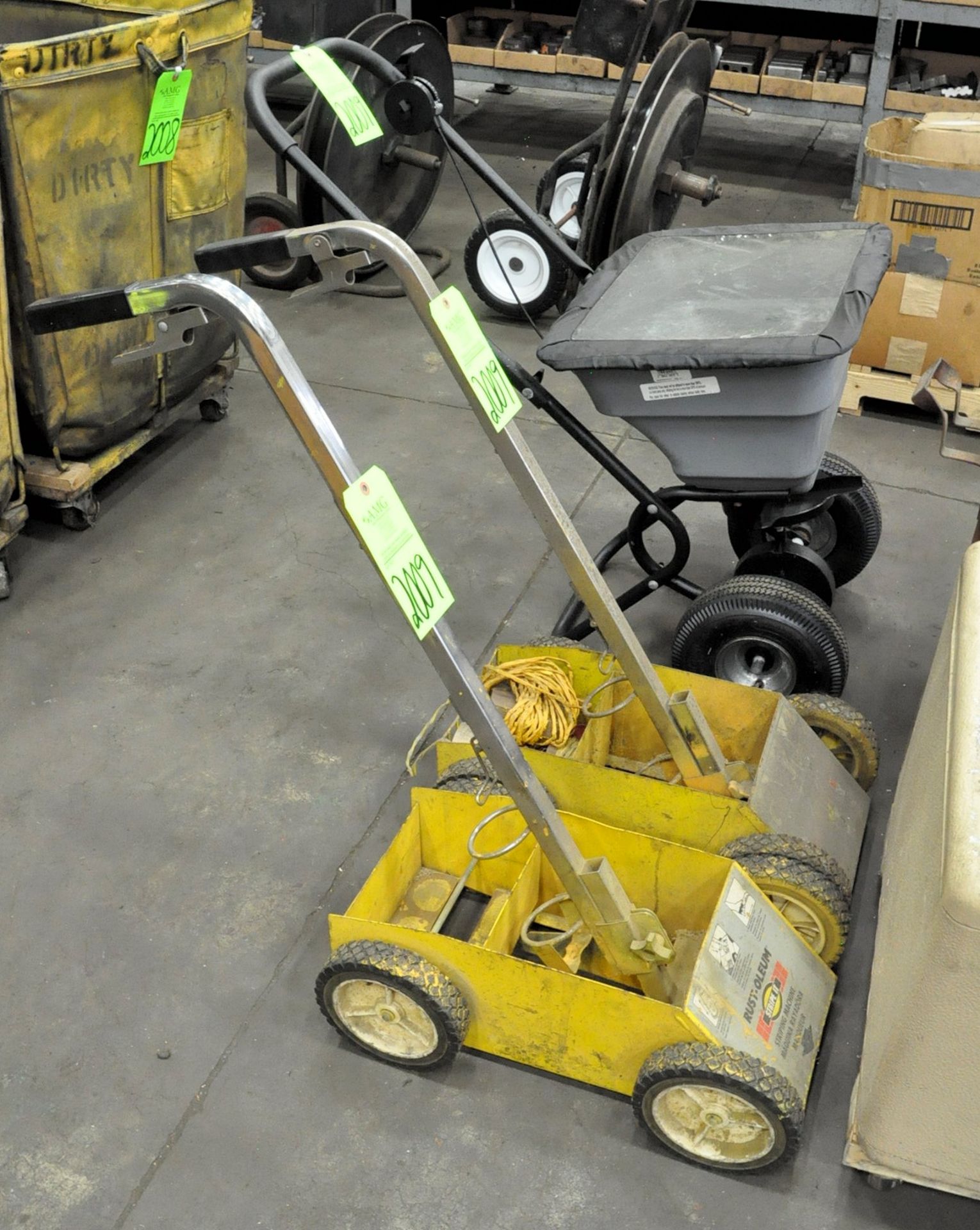 Lot-Wheelbarrow, Rag Safety Can, Seed Spreader, (2) Paint Line Stripers, and (1) Box of Vacuum Attac - Image 3 of 3