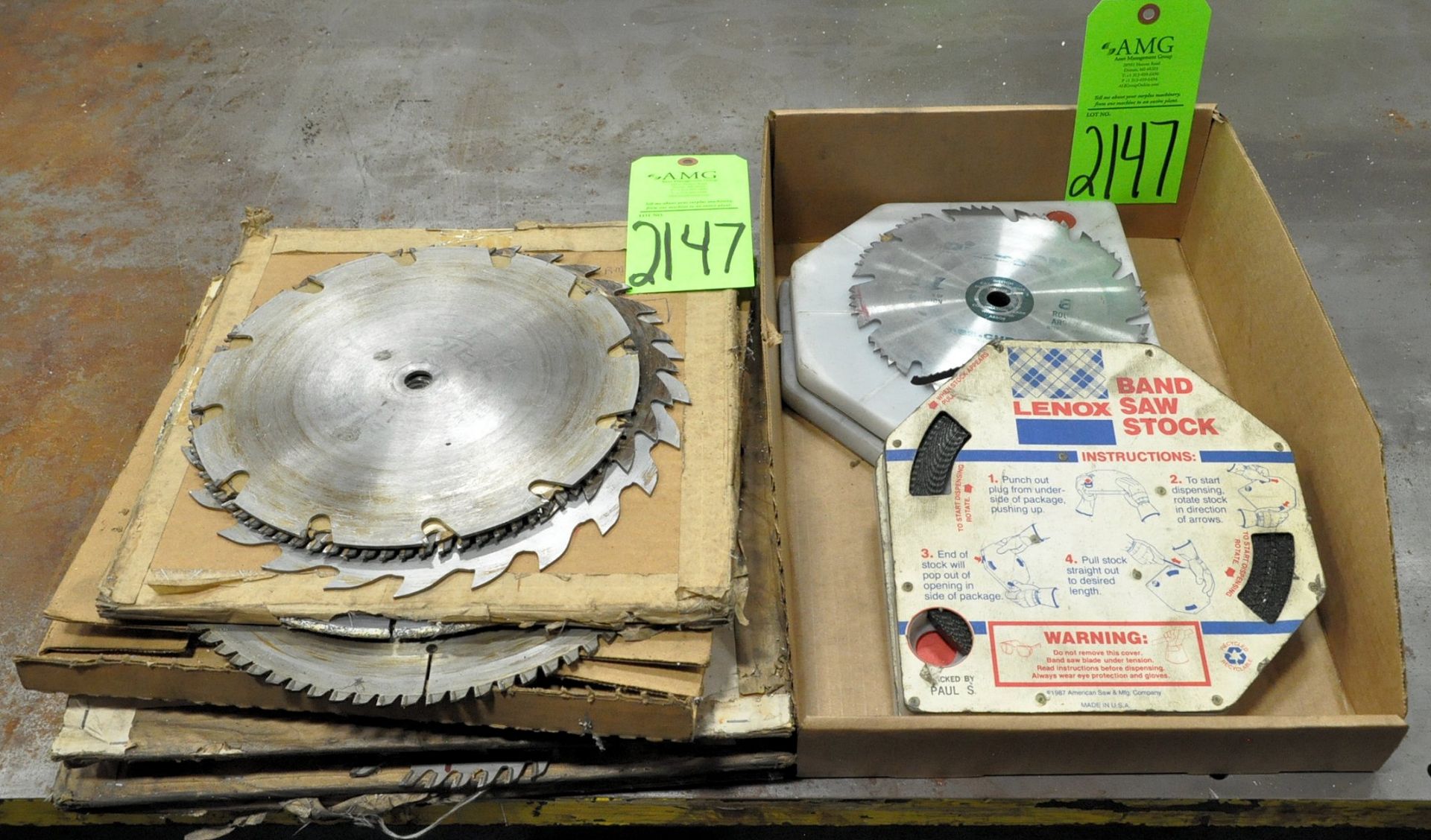 Lot-Circular Saw Blades in (1) Stack and (1) Box, (Pattern Shop), (Green Tag)