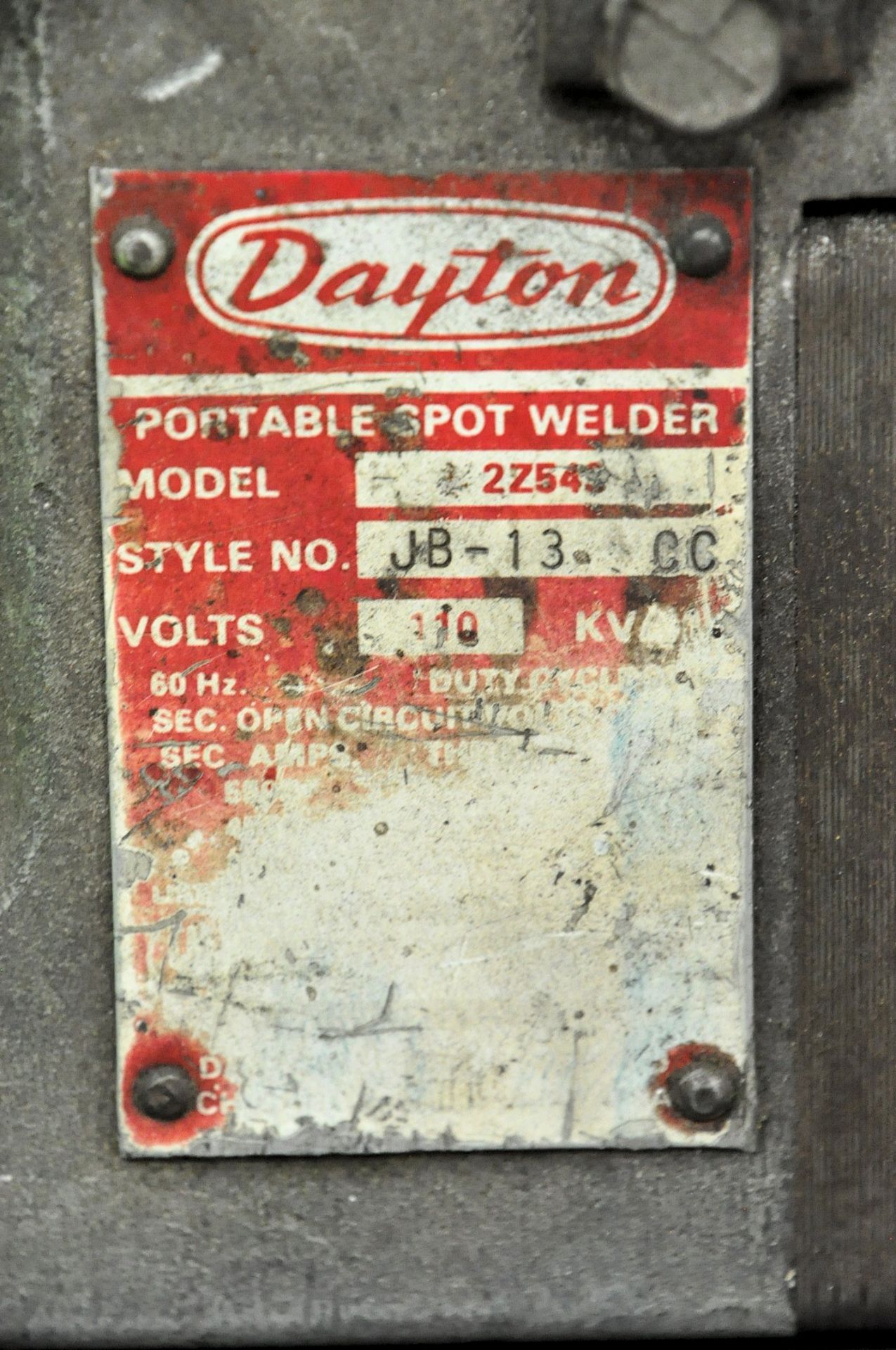 Dayton Model 2Z54, Hand Held Portable Spot Welder on Lower Shelf, (G-19), (Green Tag) - Image 2 of 2