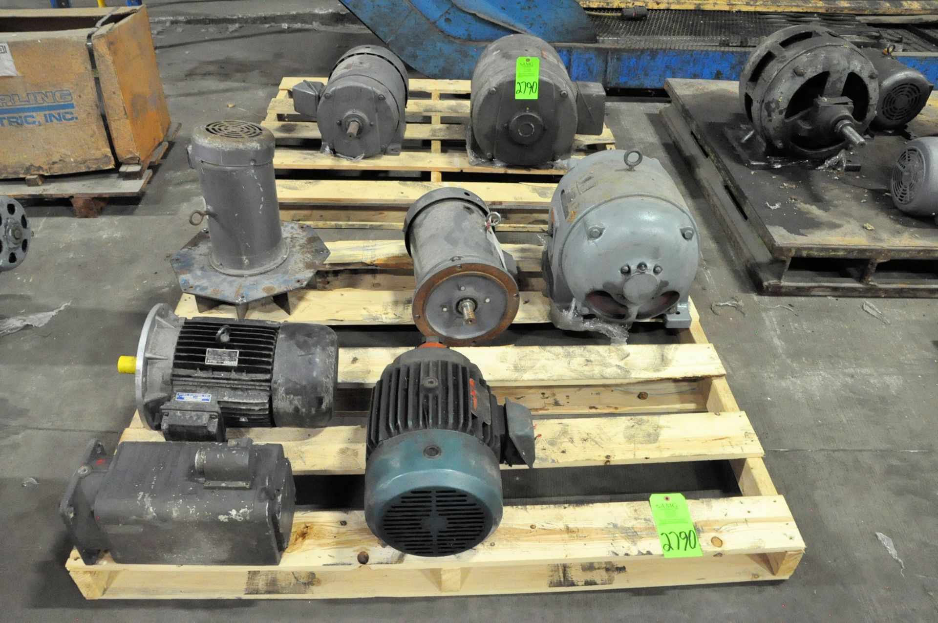 Lot-(8) Various Motors on (2) Pallets in (1) Row, (Warehouse Room), (Green Tag)