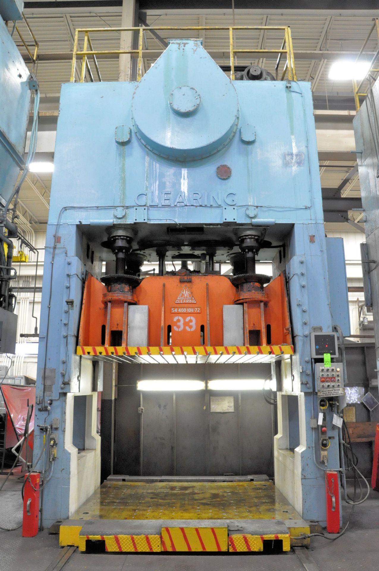 Clearing Model S4-400-108-72, 400-Ton Mechanical Straight Side Press, S/n 54-18054P, 108" x 92" x 6"