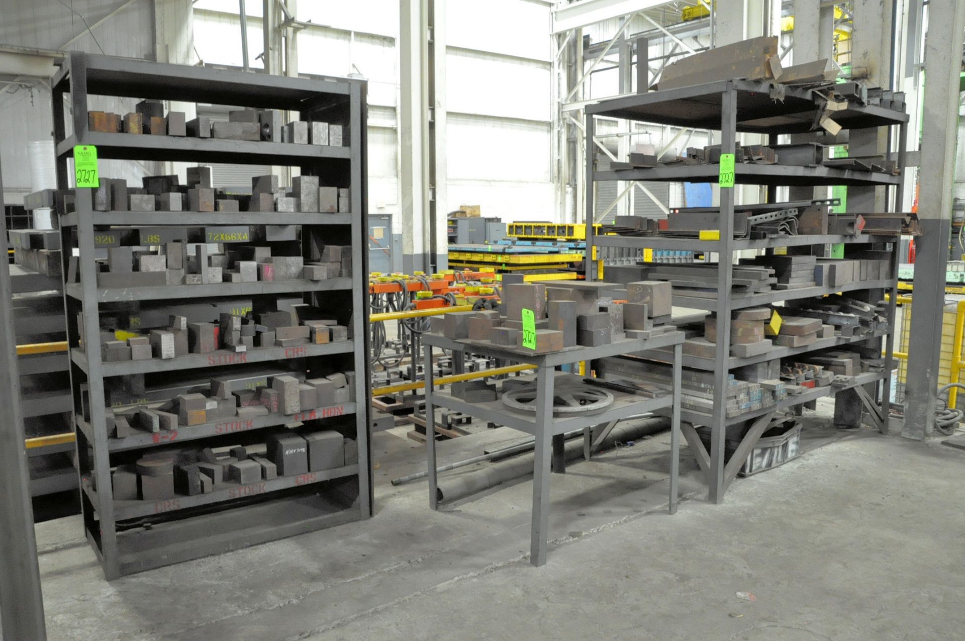 Lot-Solid Steel Cutoffs etc. with (5) Sections Shelving, (Warehouse Room), (Green Tag)