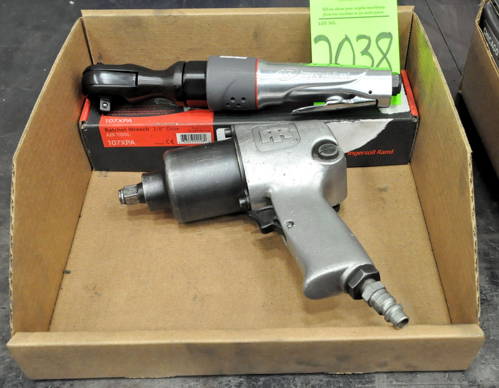 Lot-(1) I/R 1/2" Drive Pneumatic Impact Gun and (1) I/R 3/8" Drive Pneumatic Angle Drill in (1) Box,