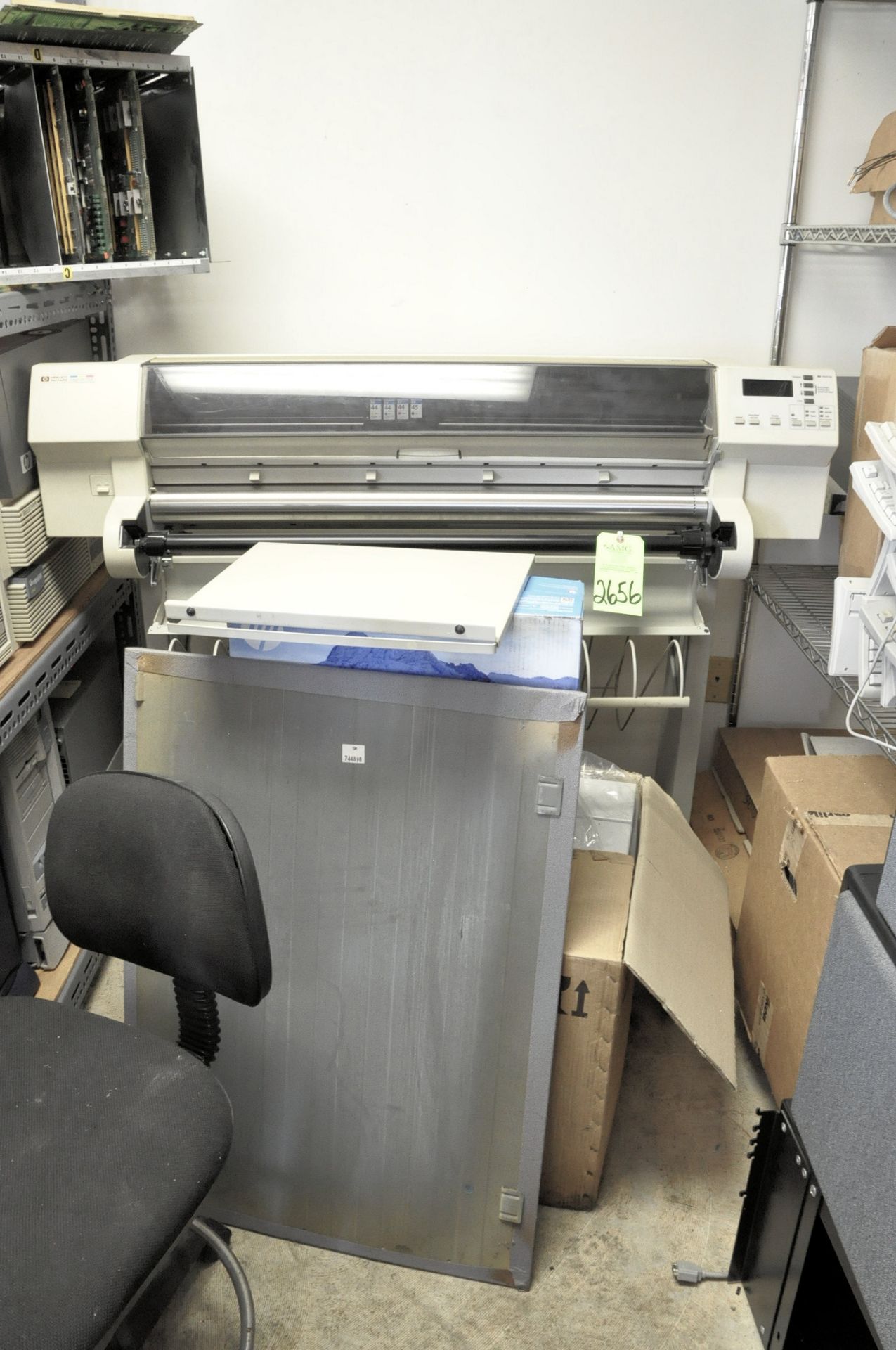 Lot-(1) Bookcase with Contents and (1) Shelving Unit with Printers and Monitors and HP DesignJet 750 - Image 6 of 6