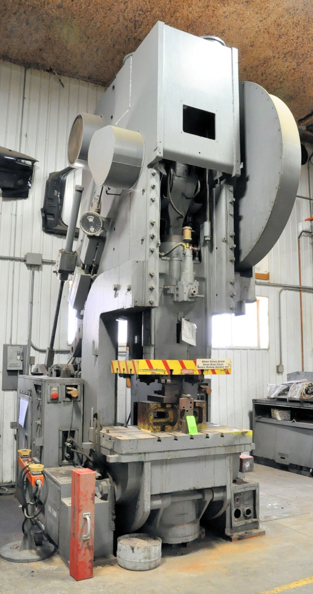 Clearing Model 150, 150-Ton Open Back Inclinable Press, 11" Stroke, 22.25" Shut Height, 30" x 50" Ra