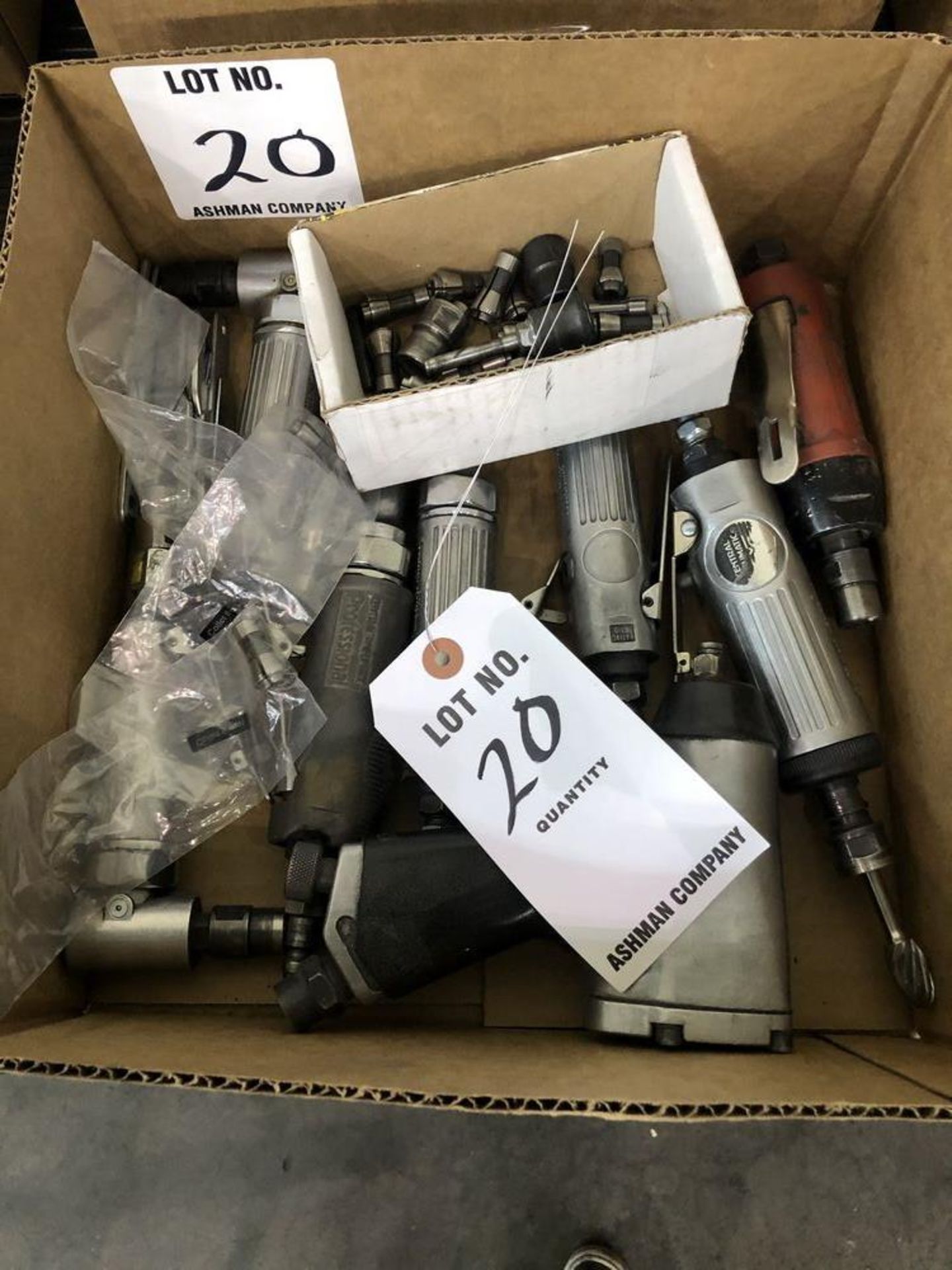 Lot: Misc. Pneumatic tools- impact wrench, die grinders, misc. bits