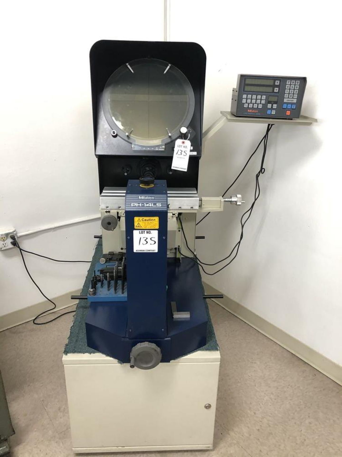 (1) Mitutoyo PH14LS optical comparator, Mitutoyo micropak D.R.O., with tooling S/N-200168