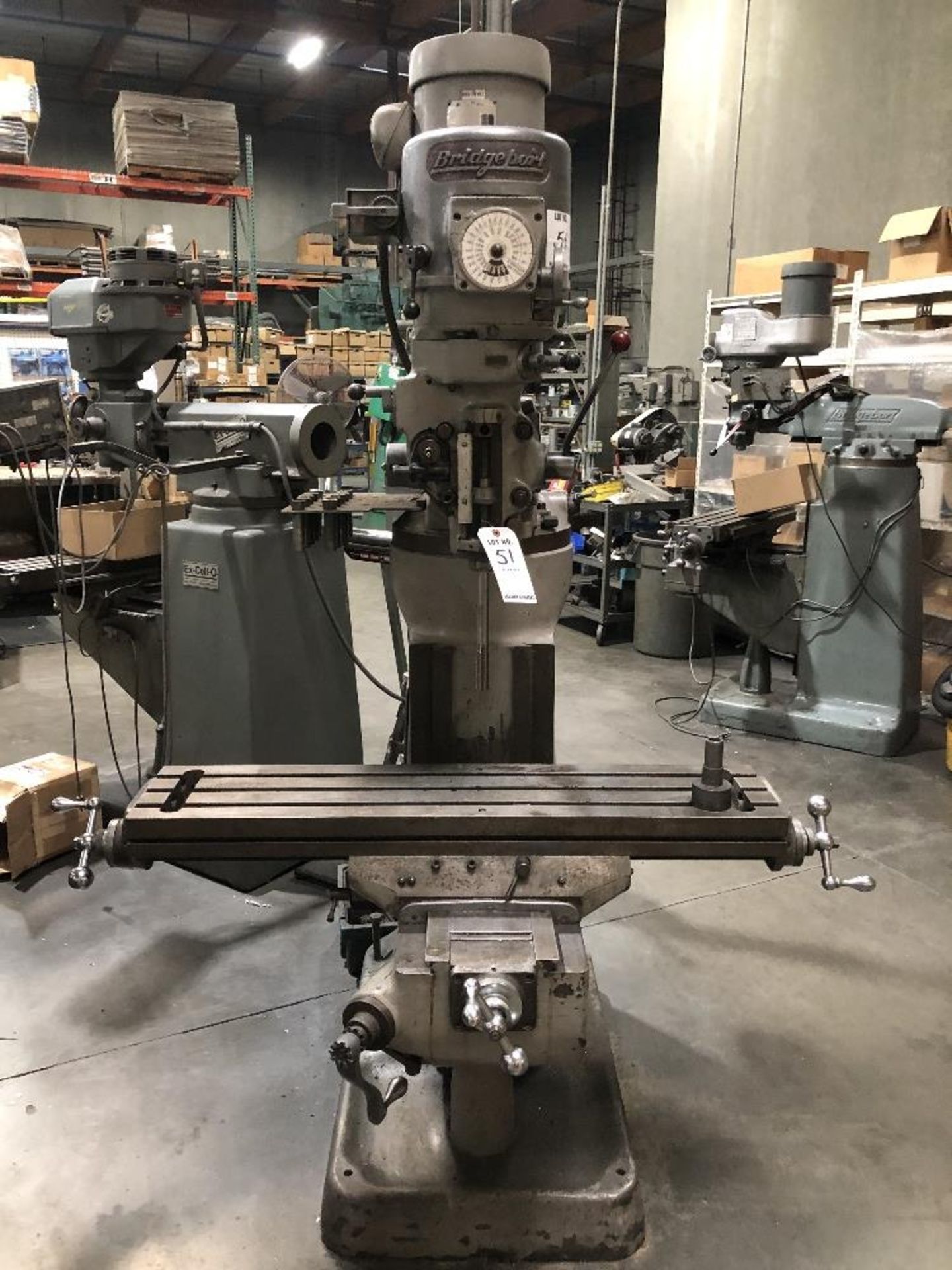 Bridgeport Mill 1 1/2 HP, 48" T-Slot Table, 60-4,200 RPM, 10 Extra R-8 Collets S/N-137972