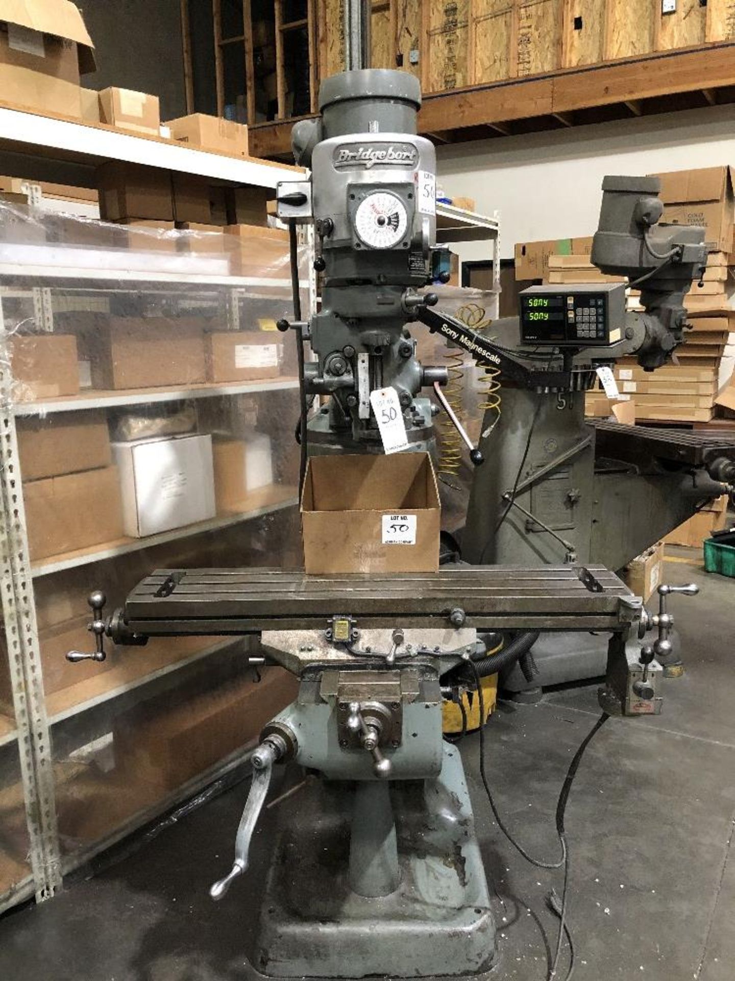 Bridgeport Mill 1 1/2 HP, 48" T-Slot Table, 60-4,200 RPM, Servo auto feed, Sony Millman Dro with 10