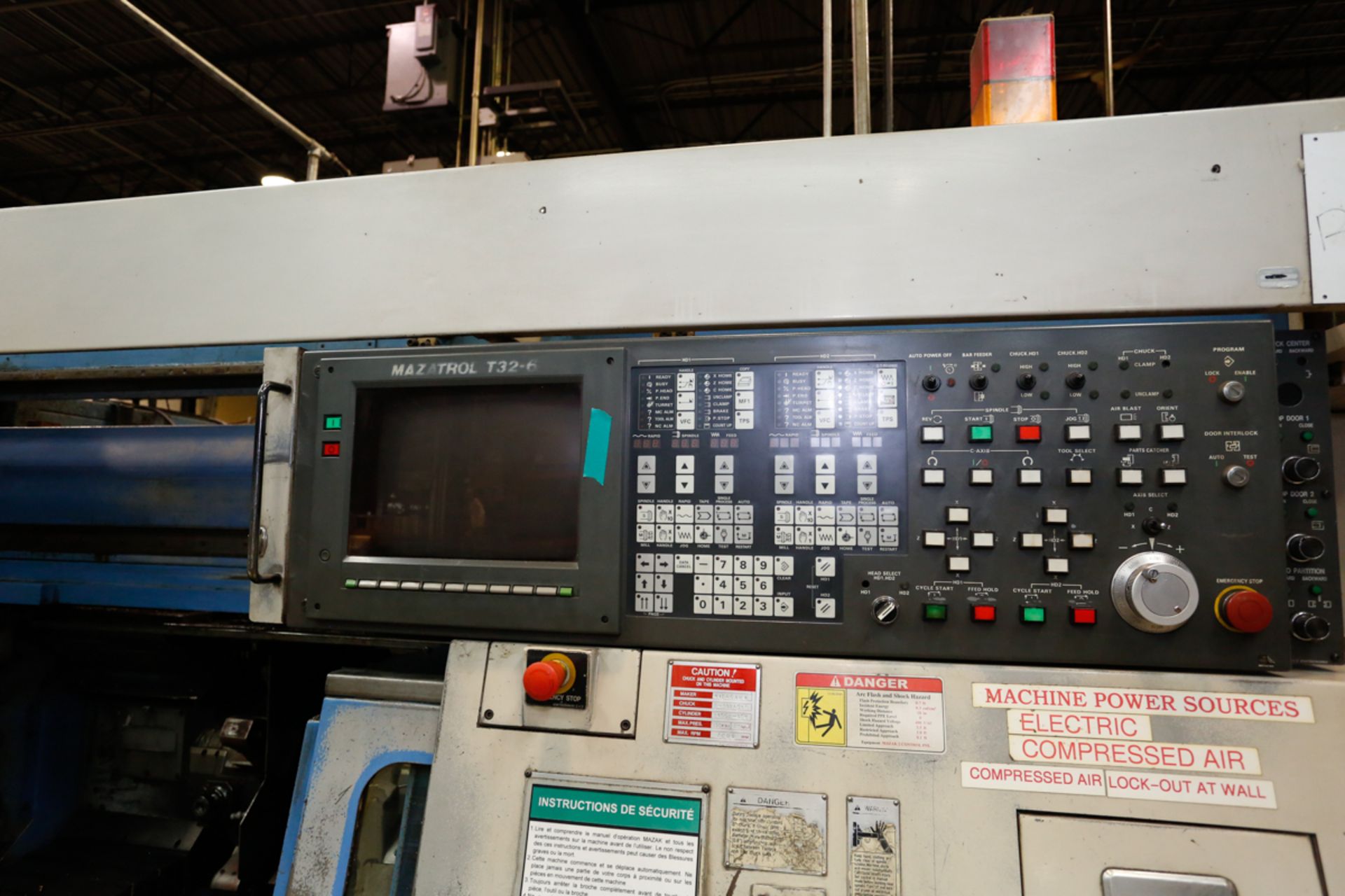 1990 MAZAK 2 AXIS DUAL SPINDLE TURNING CENTER MODEL MULTIPLEX 620 / GL100, S/N 93601, MAZATROL T32-6 - Image 7 of 15