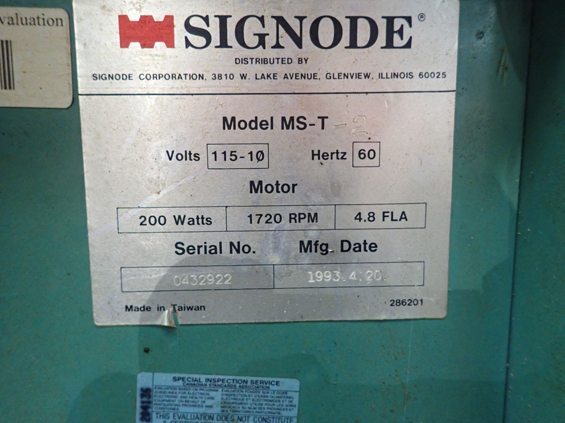 SIGNODE AUTOMATIC STRAPPING MACHINE MOD. MS-T, 115 VOLTS - Image 3 of 3