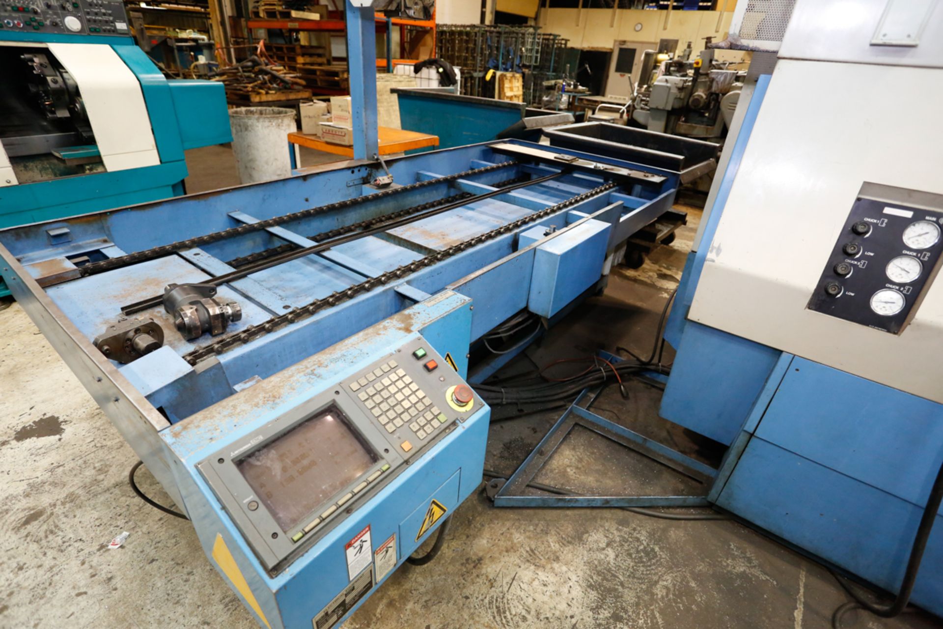 1990 MAZAK 2 AXIS DUAL SPINDLE TURNING CENTER MODEL MULTIPLEX 620 / GL100, S/N 93601, MAZATROL T32-6 - Image 9 of 15