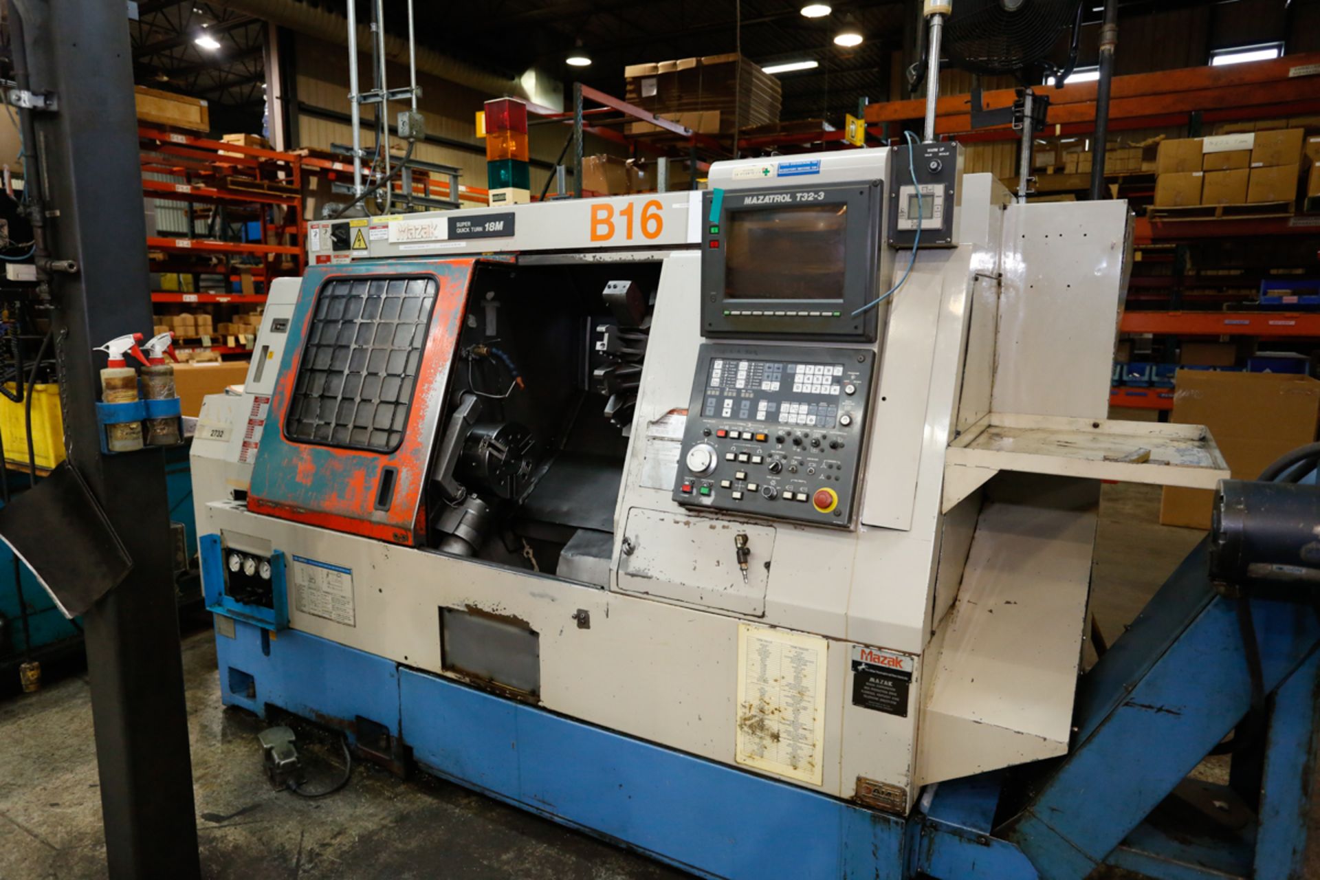 1992 MAZAK 3 AXIS CNC LATHE MODEL SQT 18M UNIV, S/N 101787, MAZATROL T32-3 CNC CONTROL, C AXIS, 12