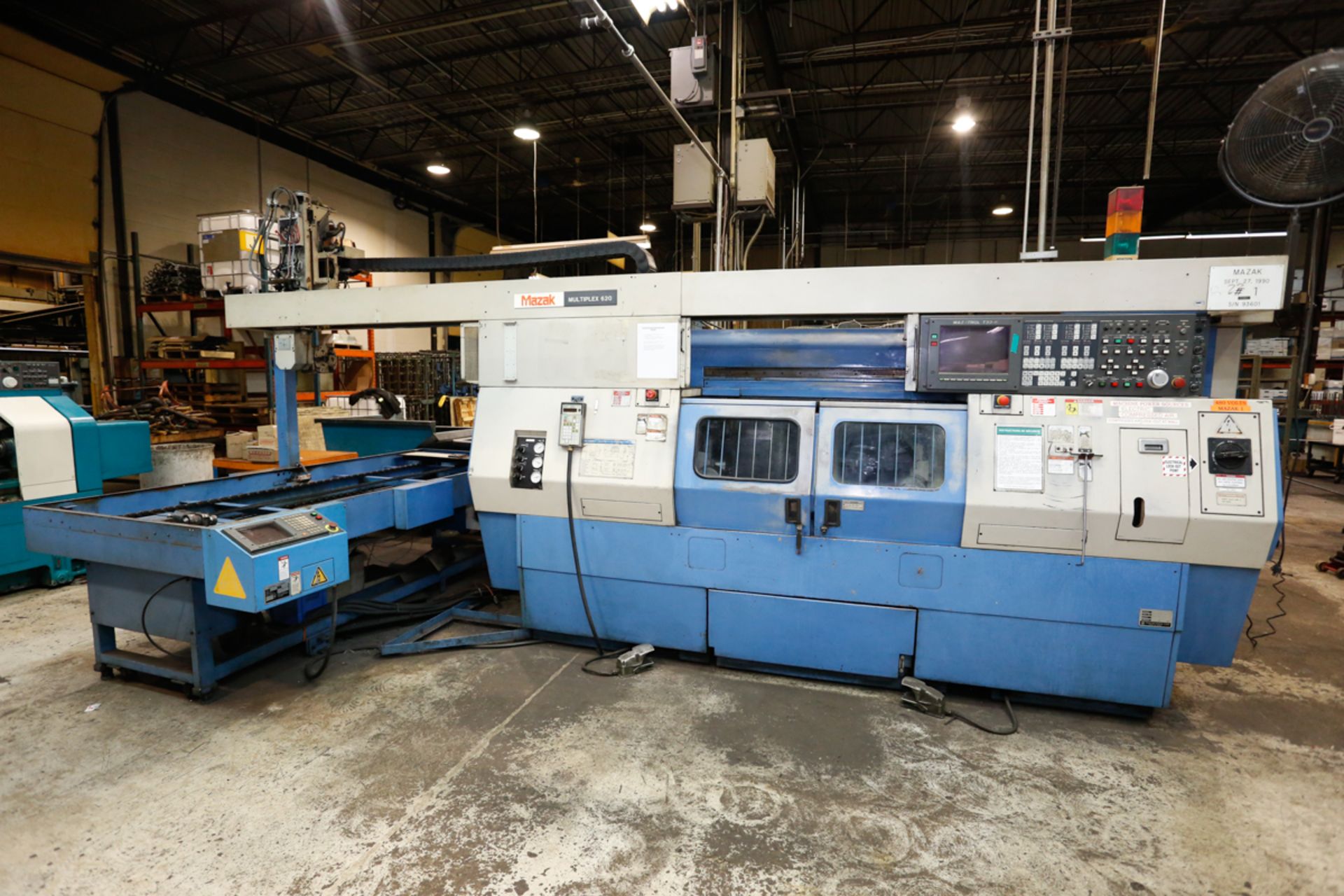 1990 MAZAK 2 AXIS DUAL SPINDLE TURNING CENTER MODEL MULTIPLEX 620 / GL100, S/N 93601, MAZATROL T32-6 - Image 3 of 15