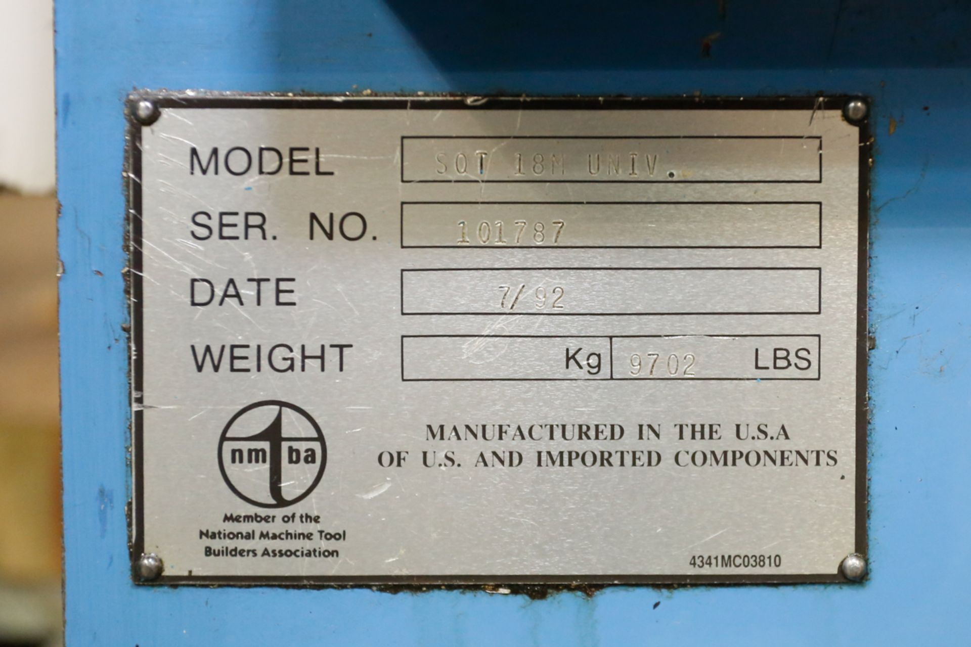 1992 MAZAK 3 AXIS CNC LATHE MODEL SQT 18M UNIV, S/N 101787, MAZATROL T32-3 CNC CONTROL, C AXIS, 12 - Image 9 of 13