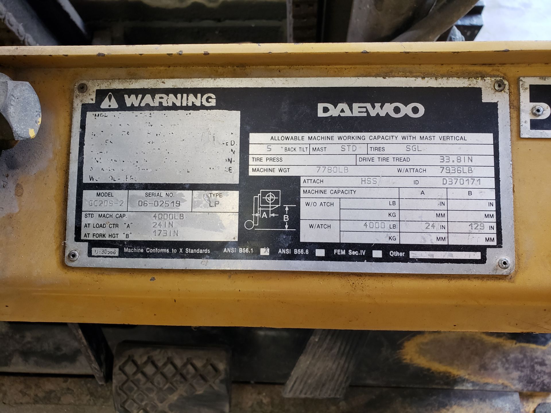 Daewoo Model GC20S-2 4,000-Lb Capacity Forklift - Image 7 of 8