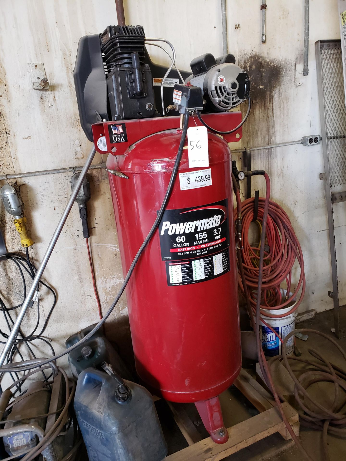 Powermate 3.7 HP Vertical Tank Mount Air Compressor - Image 2 of 3