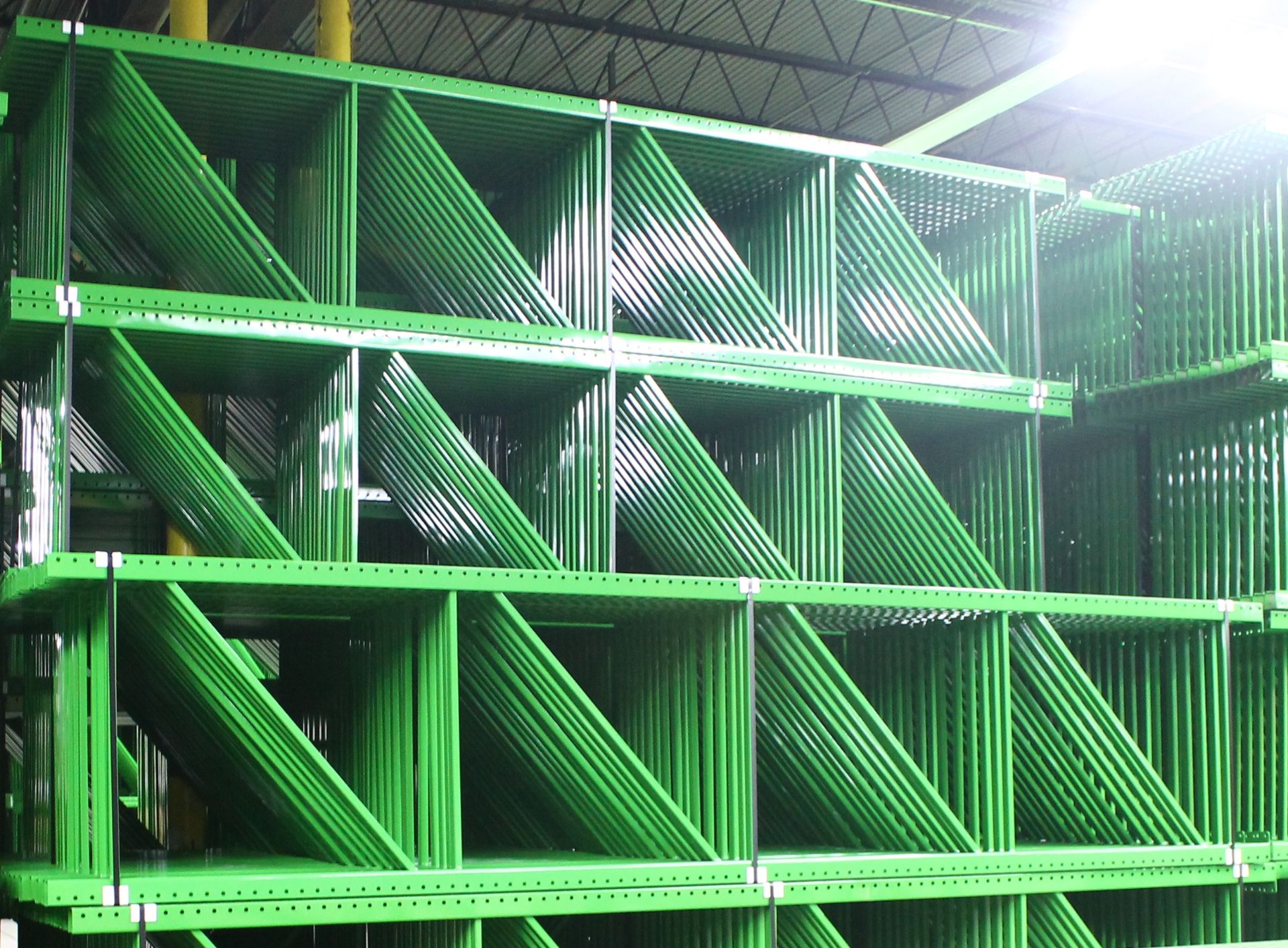 14 BAYS OF 16'H X 42"D X 96"L TEARDROP STYLE PALLET RACKS