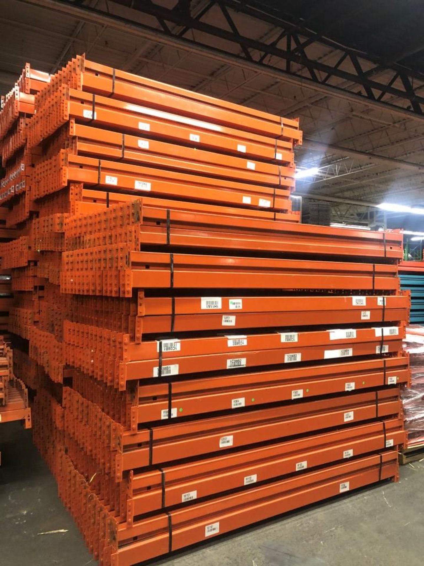 14 BAYS OF 16'H X 42"D X 96"L TEARDROP STYLE PALLET RACKS