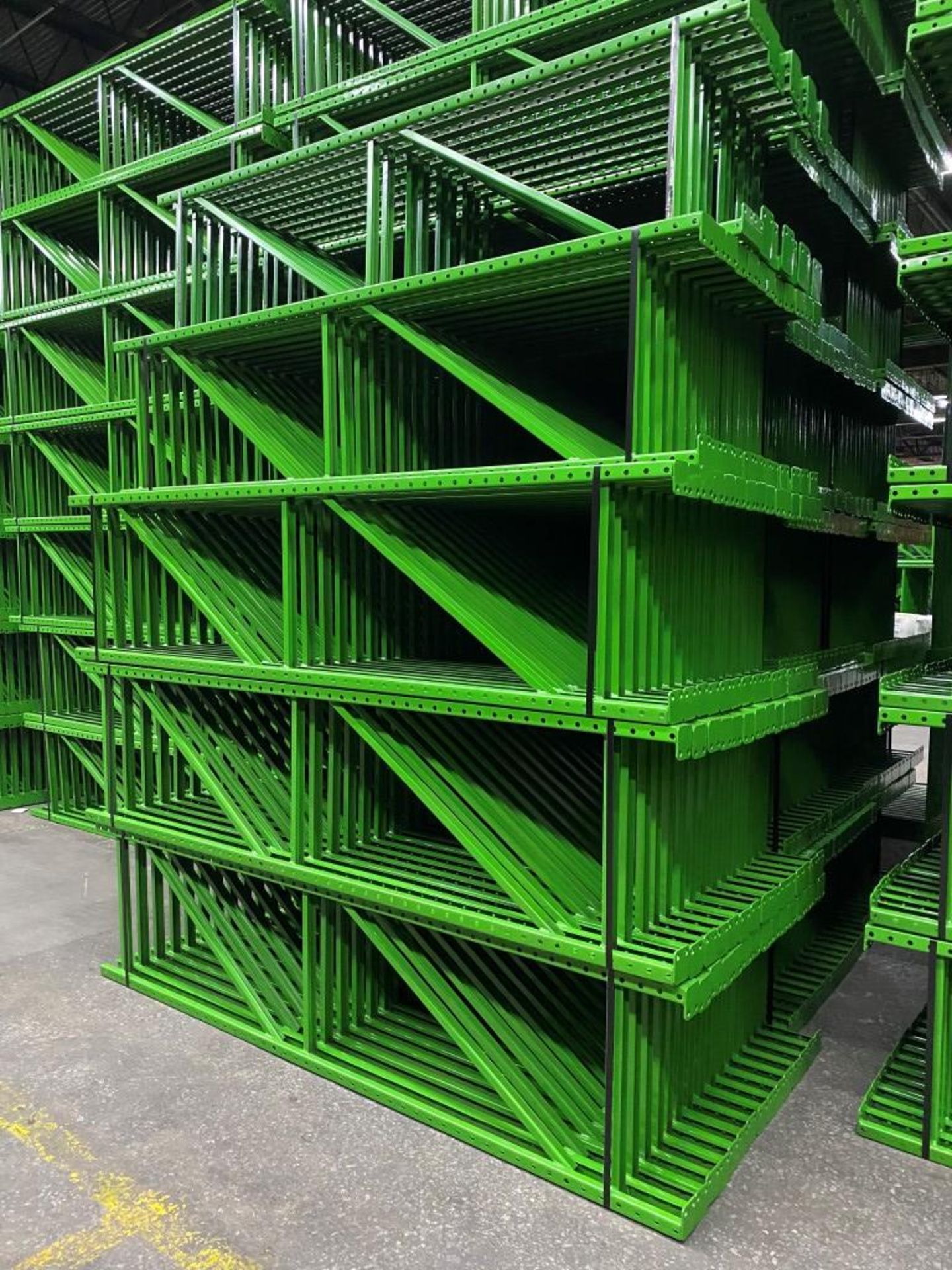 One Lot of Teardrop style Pallet Racks - 10 bays x 4 lines x 8'H x 24"D x 96"W with 3 beam levels. - Image 2 of 4