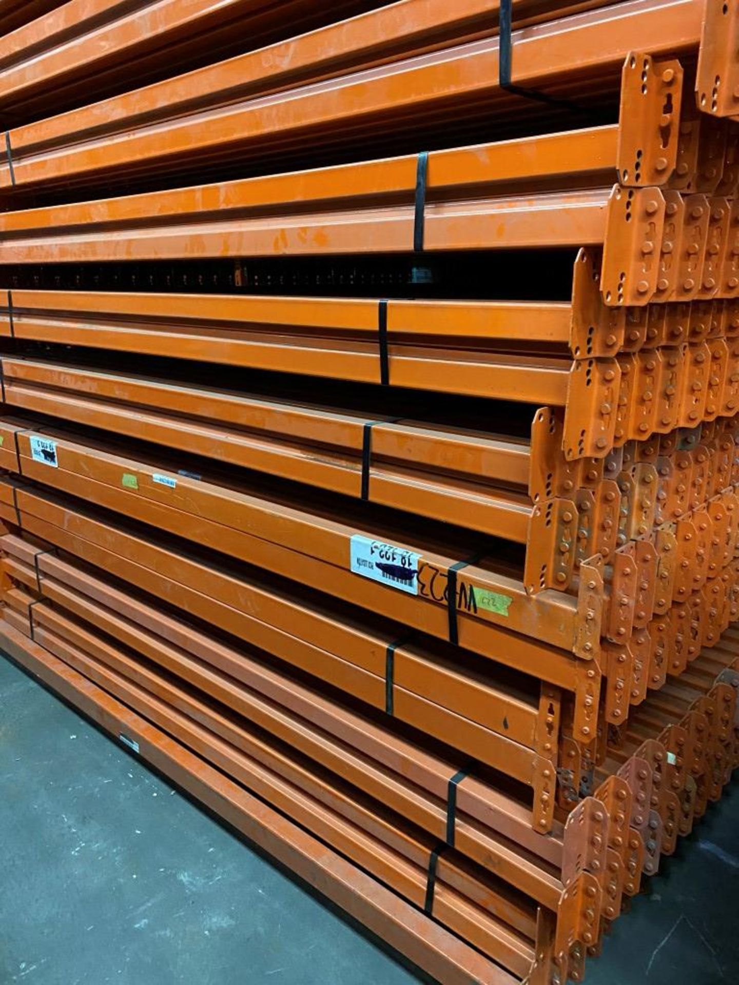 One Lot of Teardrop style Pallet Racks - 10 bays x 4 lines x 8'H x 24"D x 96"W with 3 beam levels. - Image 4 of 4