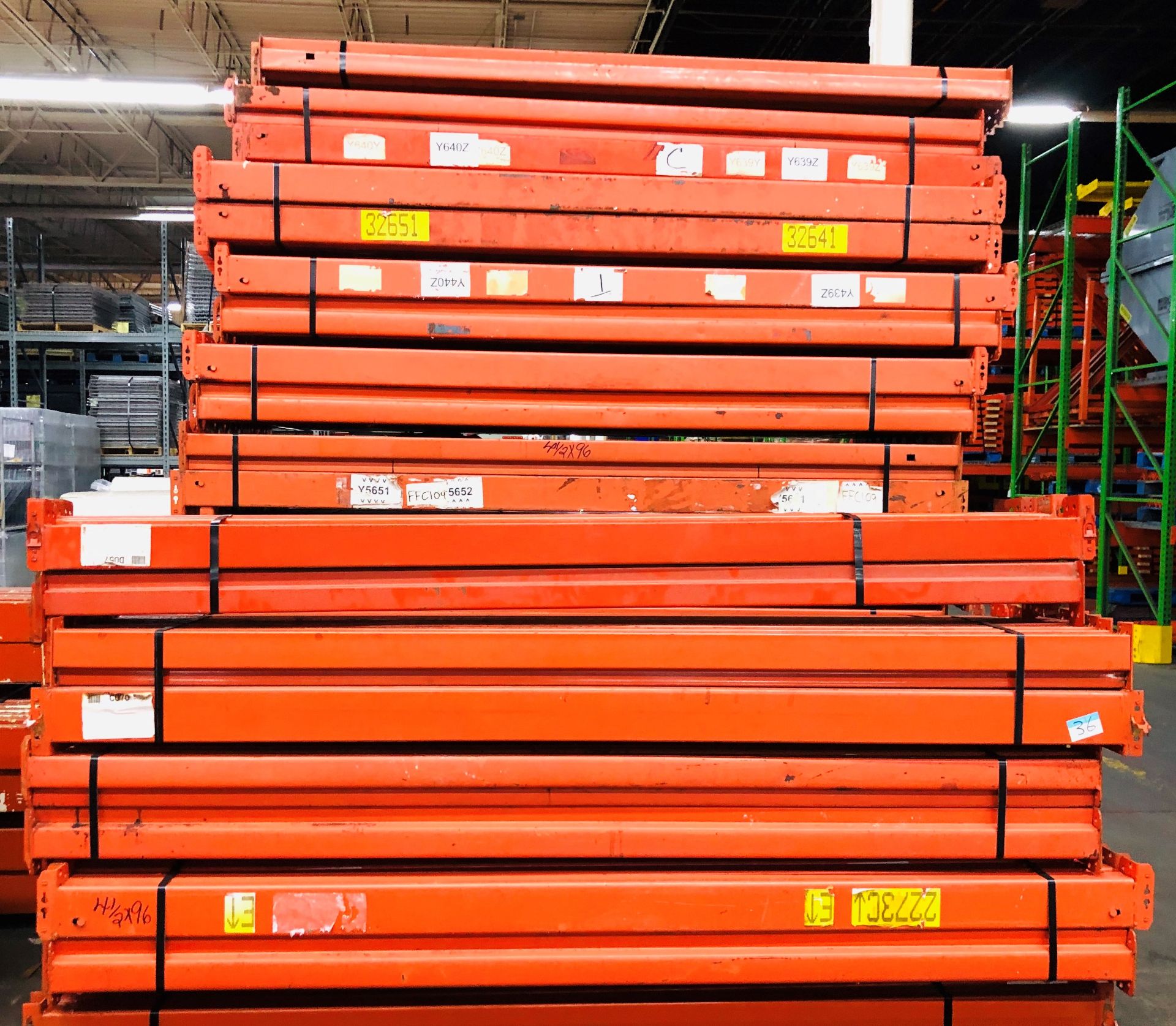 10 BAYS OF 12'H X 36"D X 96"L TEARDROP STYLE PALLET RACKS - Image 4 of 5