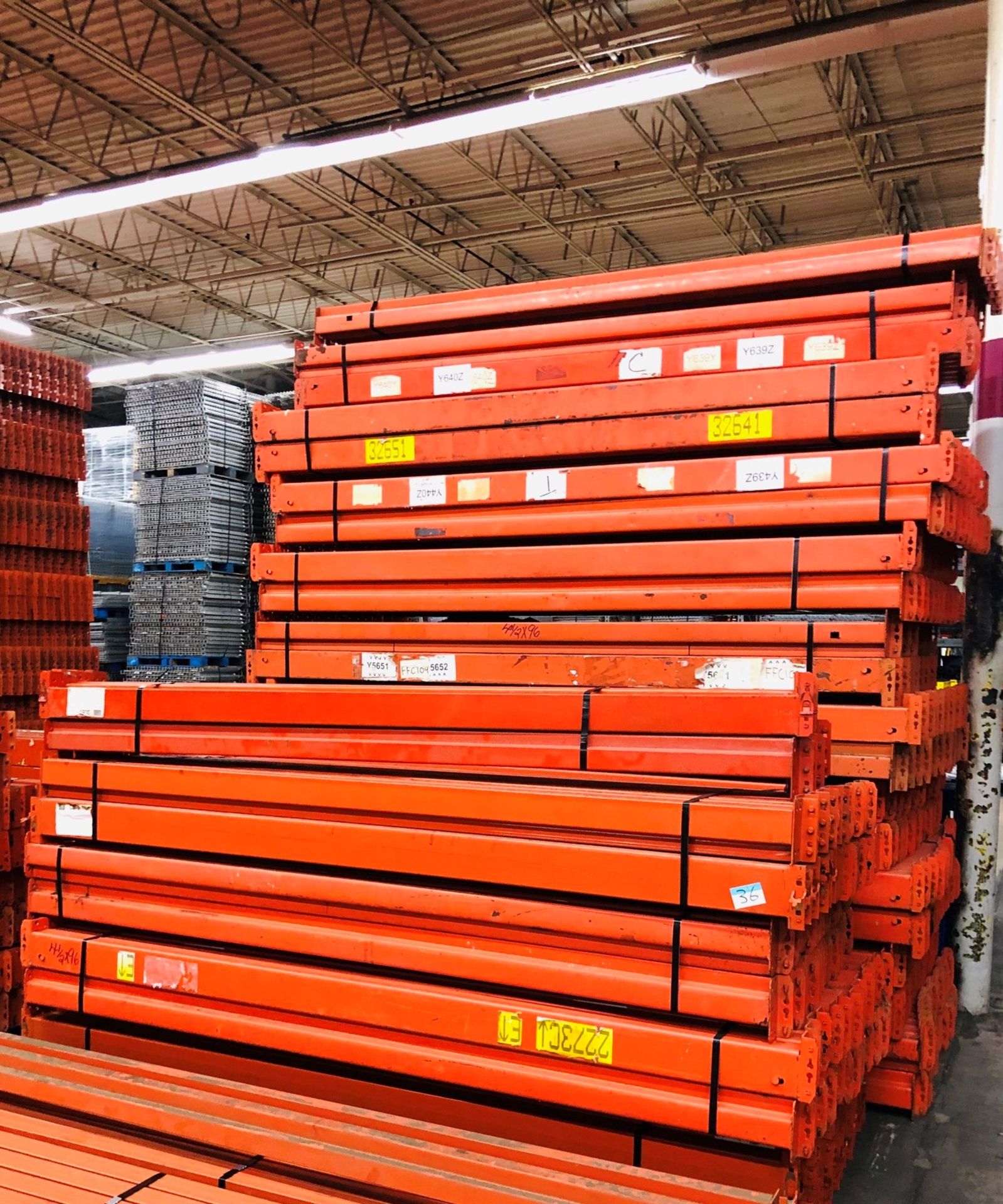 ONE LOT OF TEARDROP STYLE PALLET RACKS - 14 BAYS X 16.5'H X 42"D X 96"W - Image 2 of 5