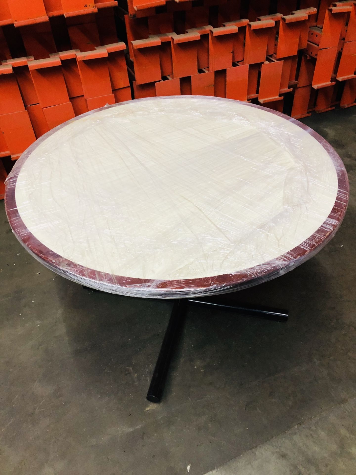 USED WOODEN TOP ROUND TABLE