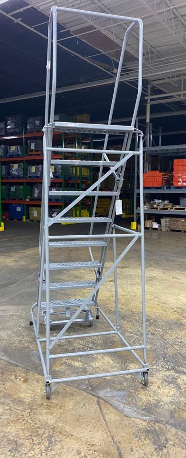 NEW 8 STEP ROLLING LADDER - Image 3 of 4