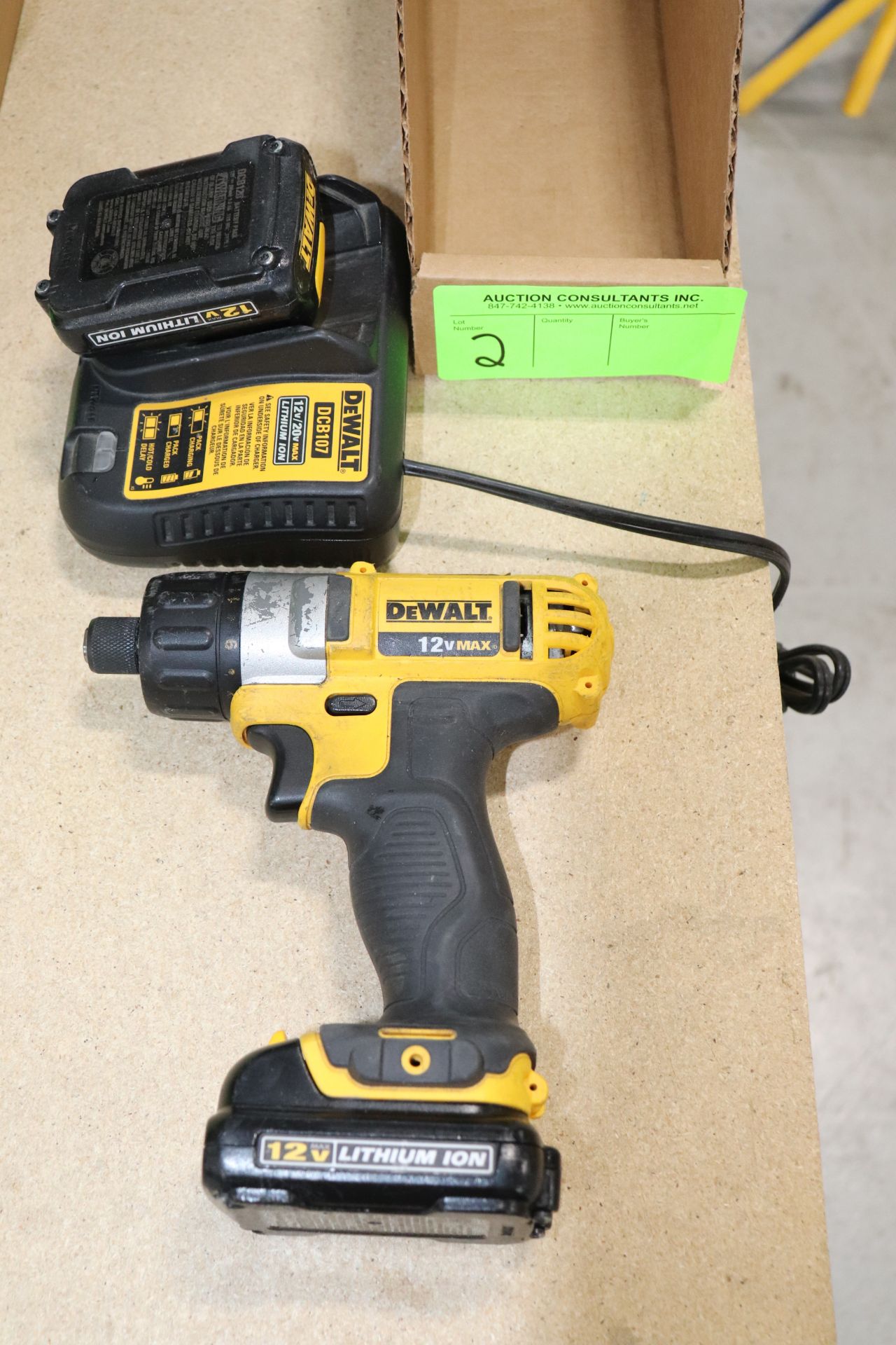 Dewalt 12-volt Max lithium ion drill with Dewalt DCB 107 charger