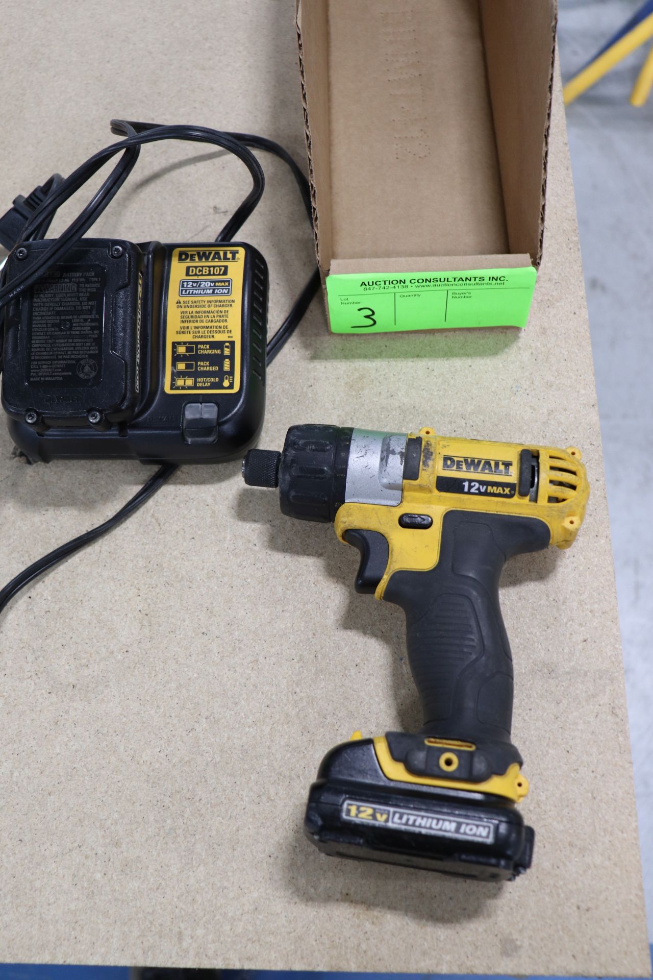 Dewalt 12-volt Max lithium ion drill with Dewalt DCB 107 charger