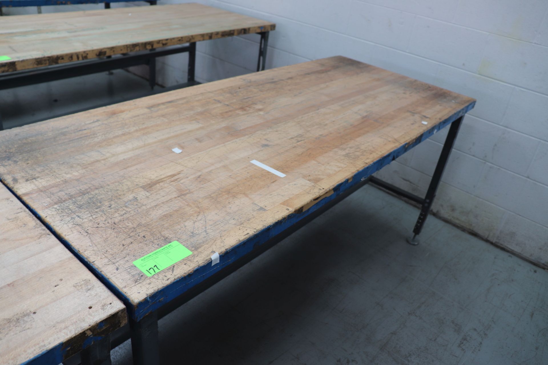 Oak top work table with under shelf, 6' x 30"