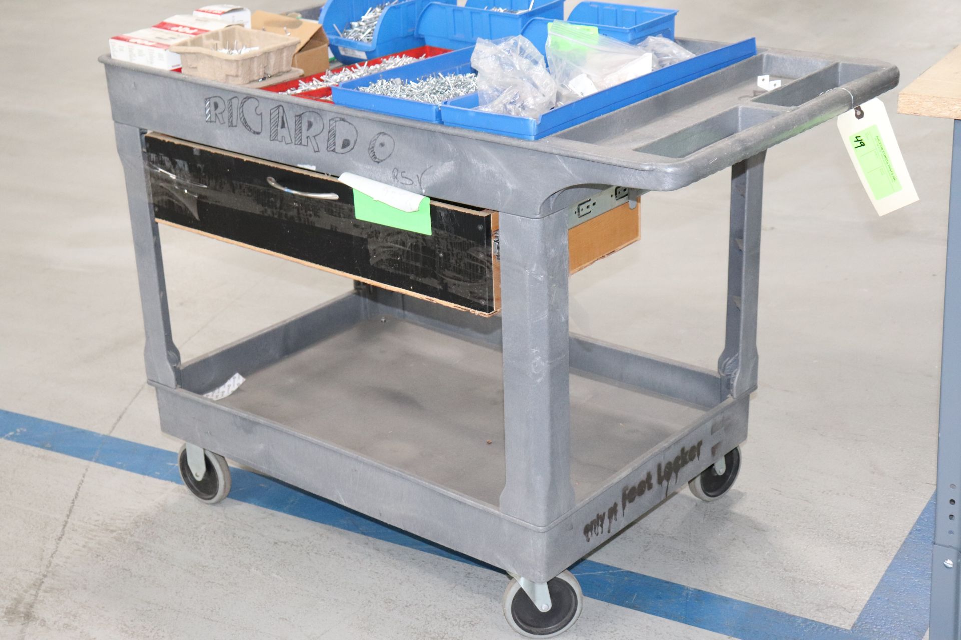 U-Line plastic push cart on casters