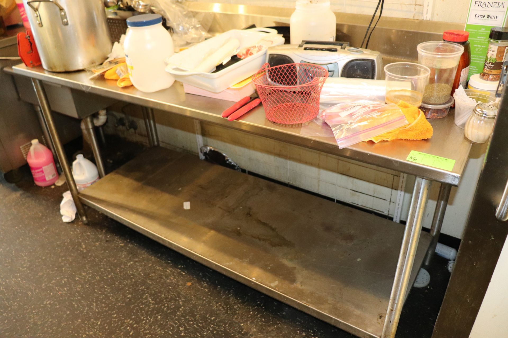 Stainless steel 6' prep table with backsplash and under shelf