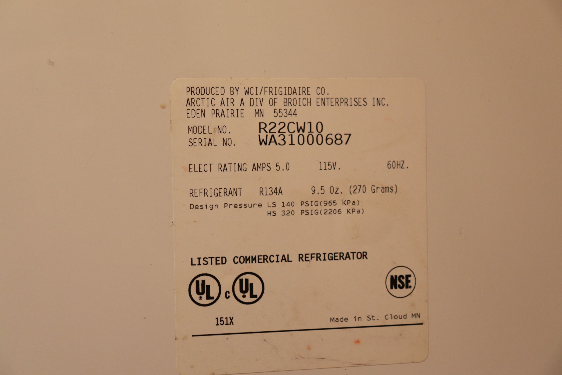 Air King commercial refrigerator, model R22CW10, on casters - Image 2 of 2