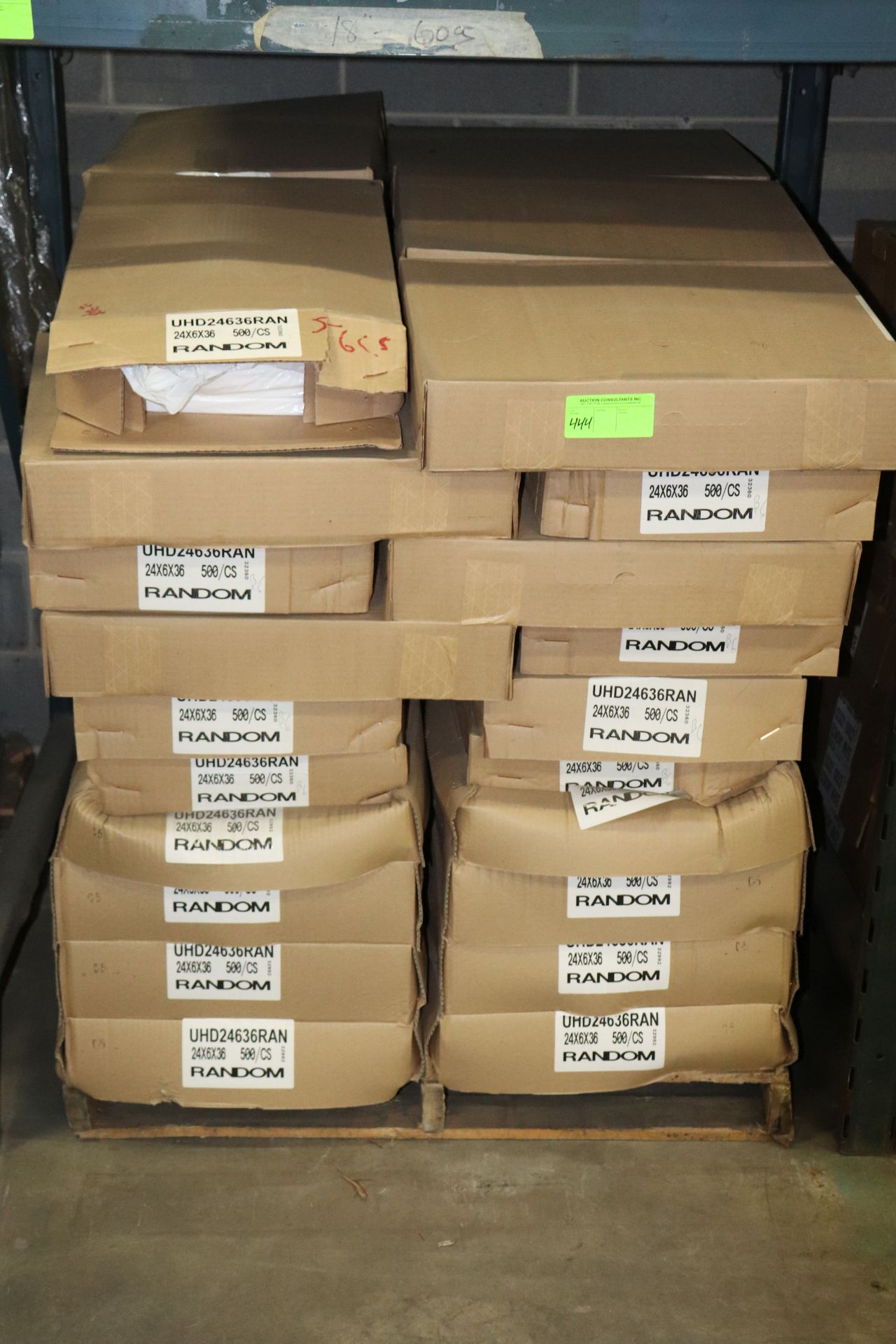 Pallet of 50 boxes of plastic bag, 24" x 6" x 36", 500 per box
