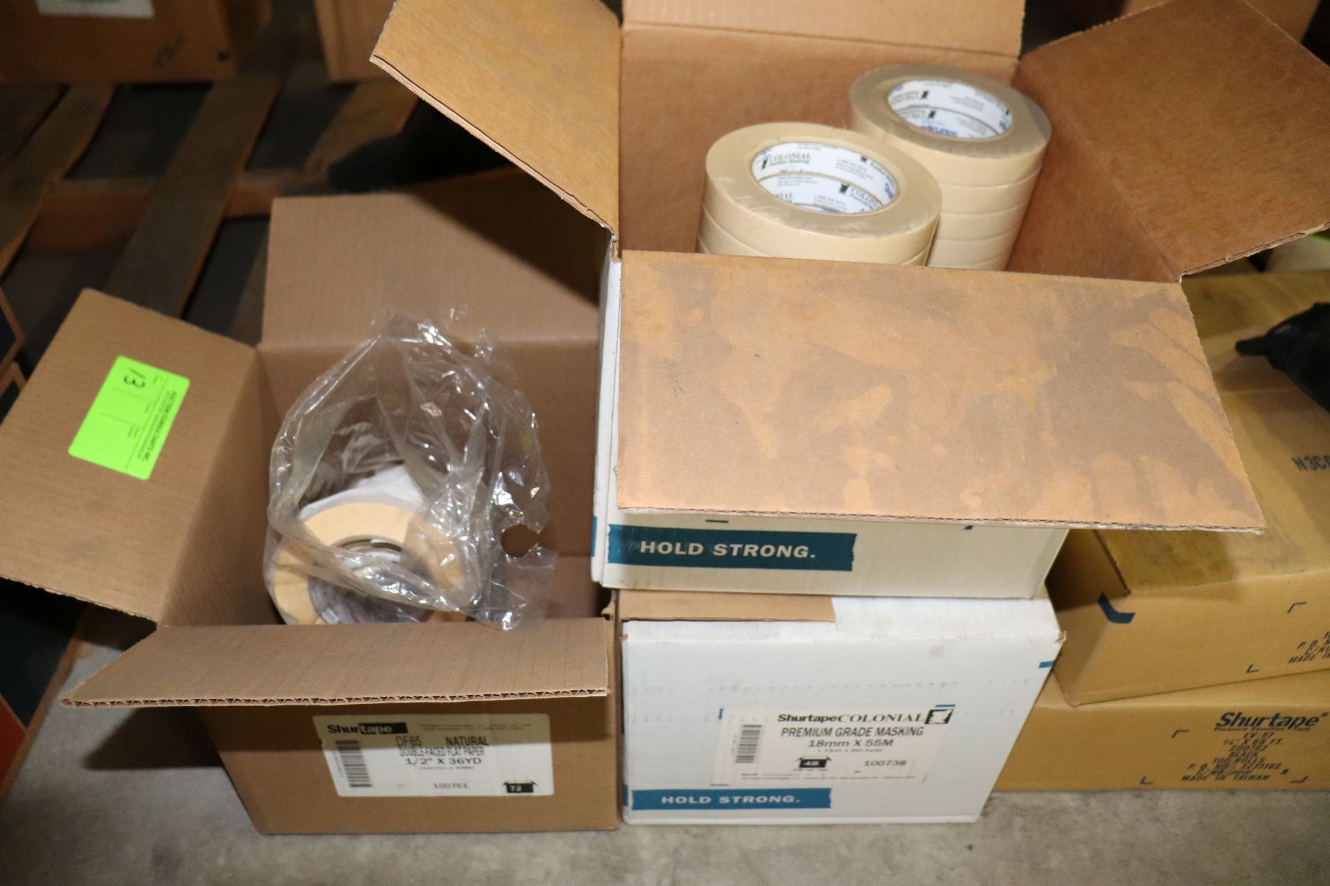 Two full boxes of Shurtape premium grade masking tape, 18mm x 55m