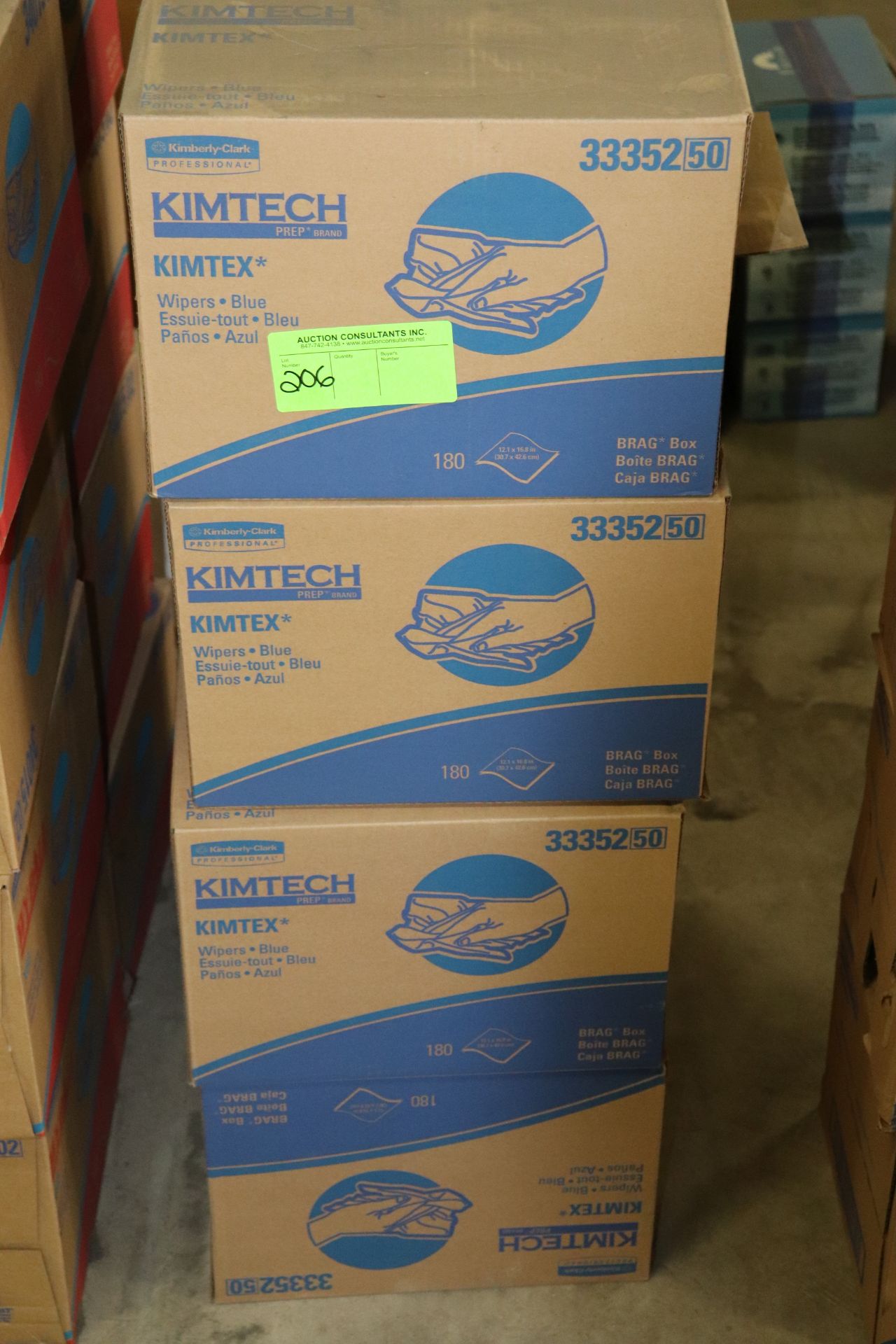 Four boxes of Kimberly Clark Kimtech wipers, 180 each, blue