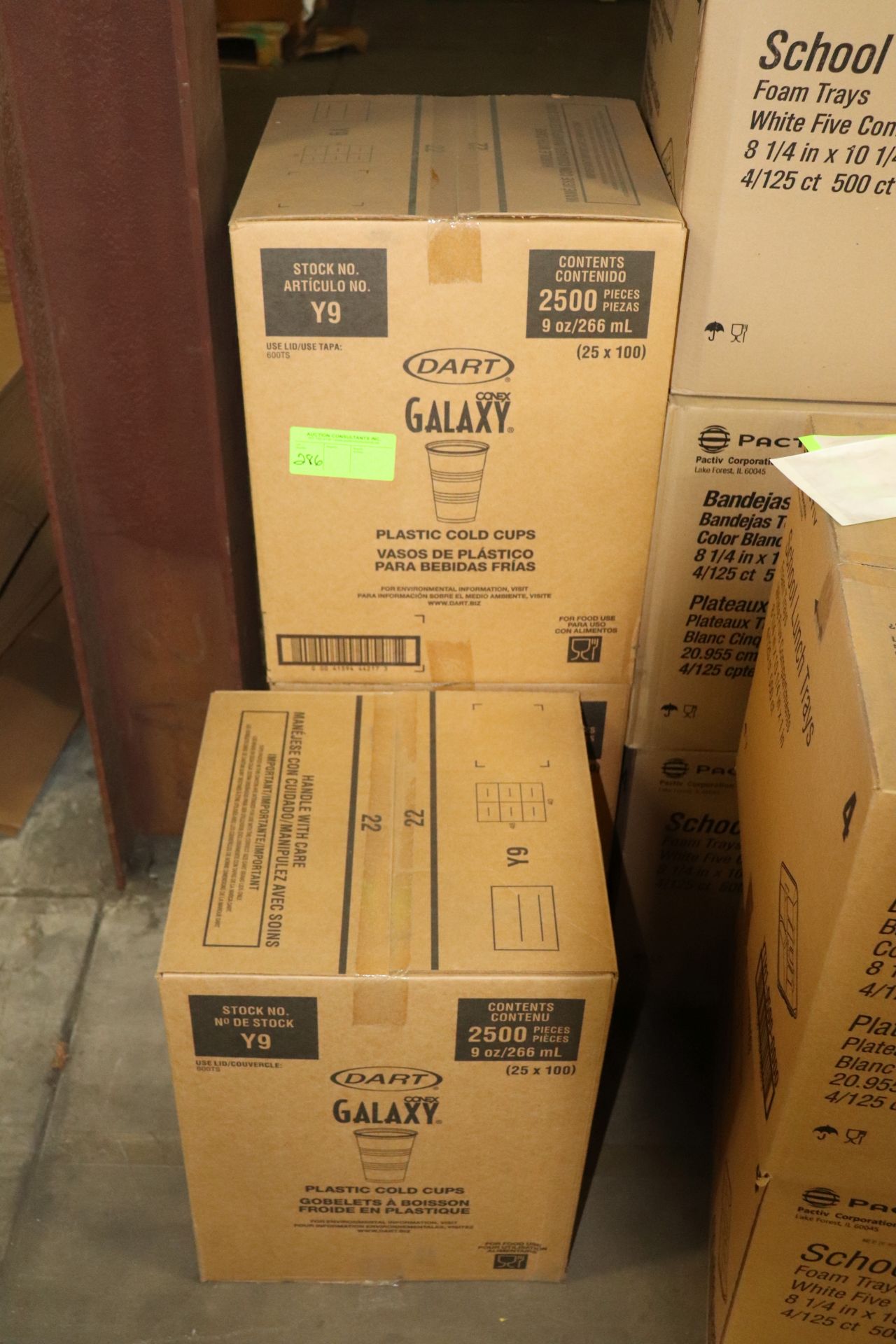 Three cases of Dart Galaxy plastic cold cups, 2,500 each